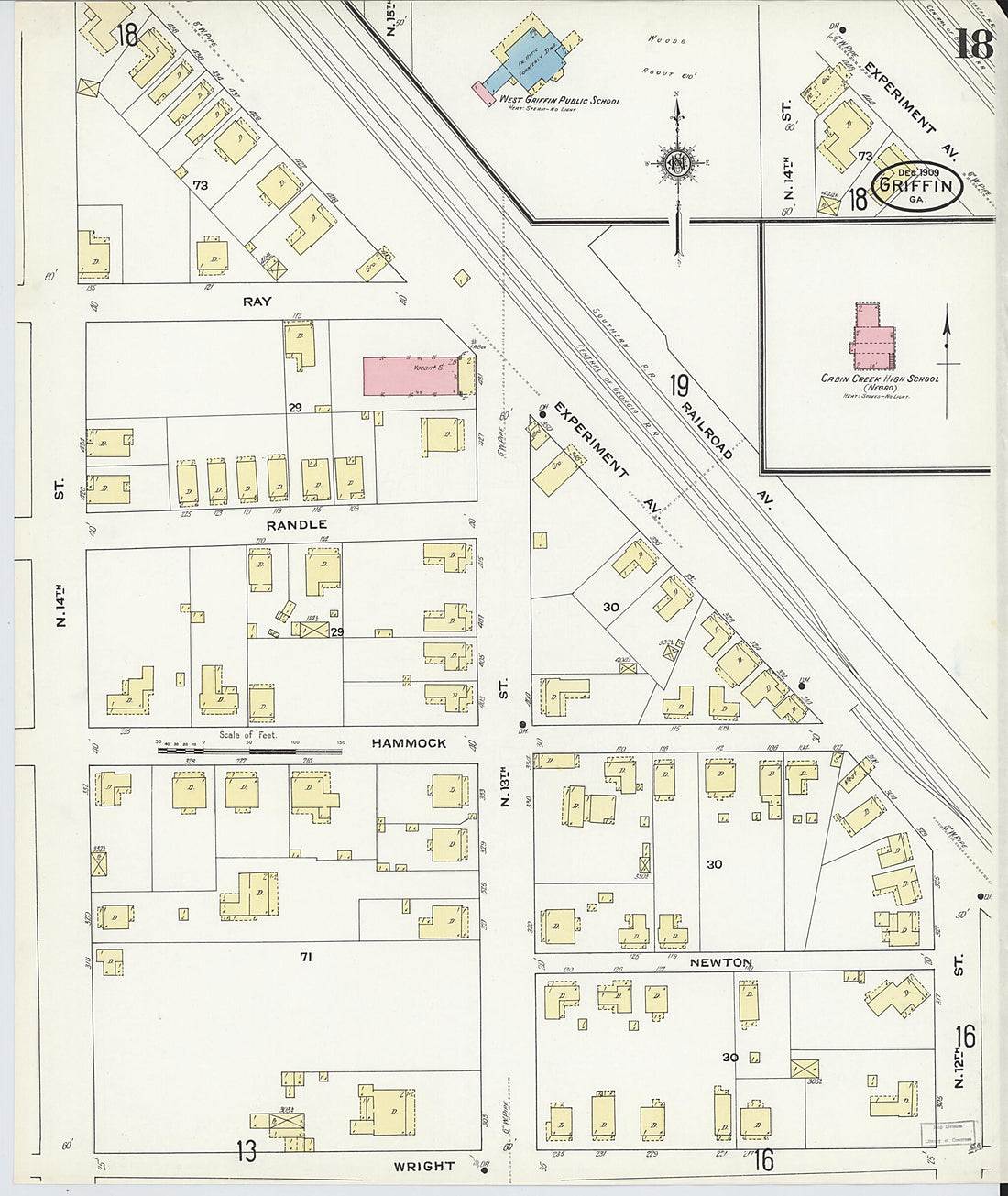 This old map of Griffin, Spalding County, Georgia was created by Sanborn Map Company in 1909