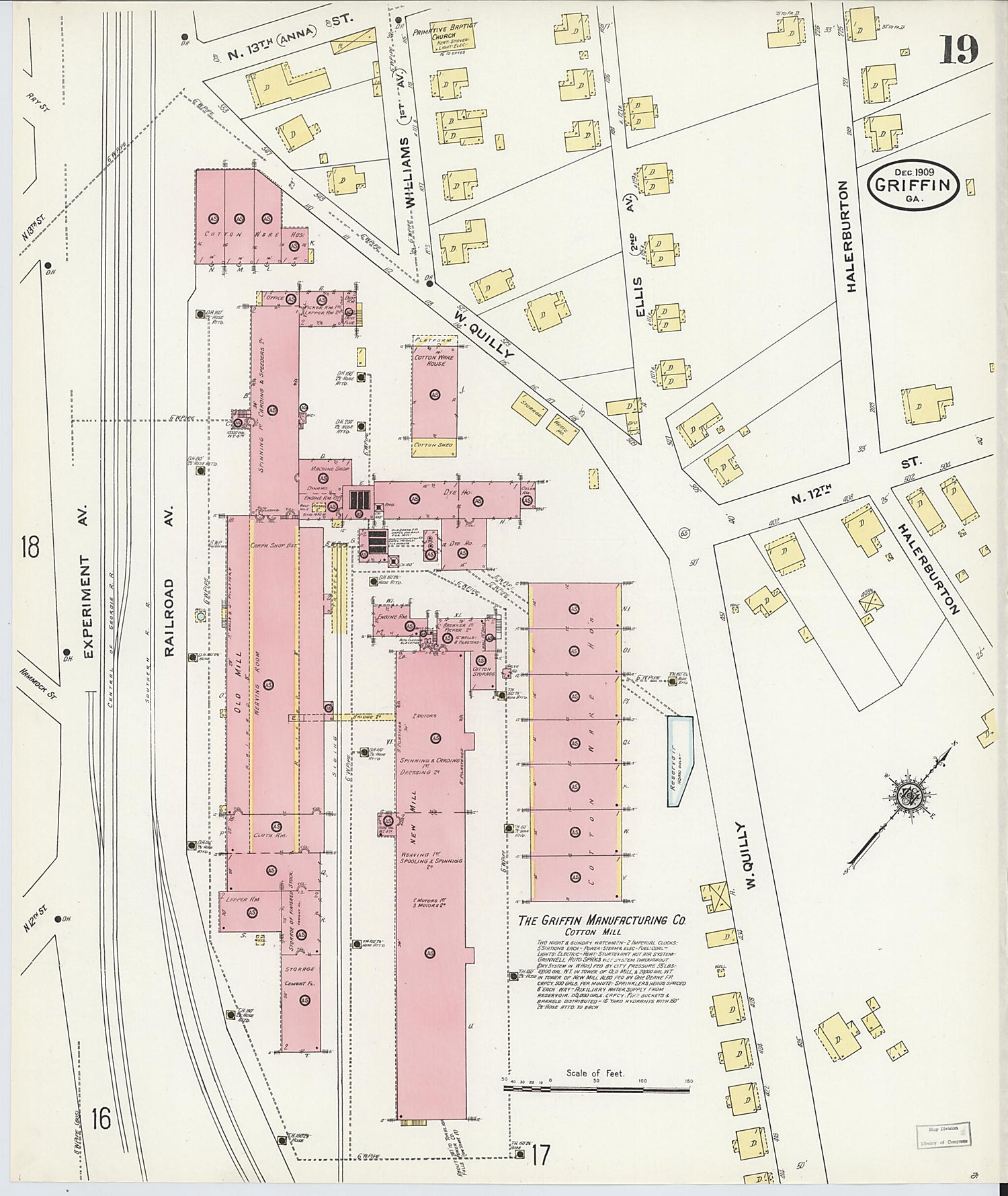 This old map of Griffin, Spalding County, Georgia was created by Sanborn Map Company in 1909