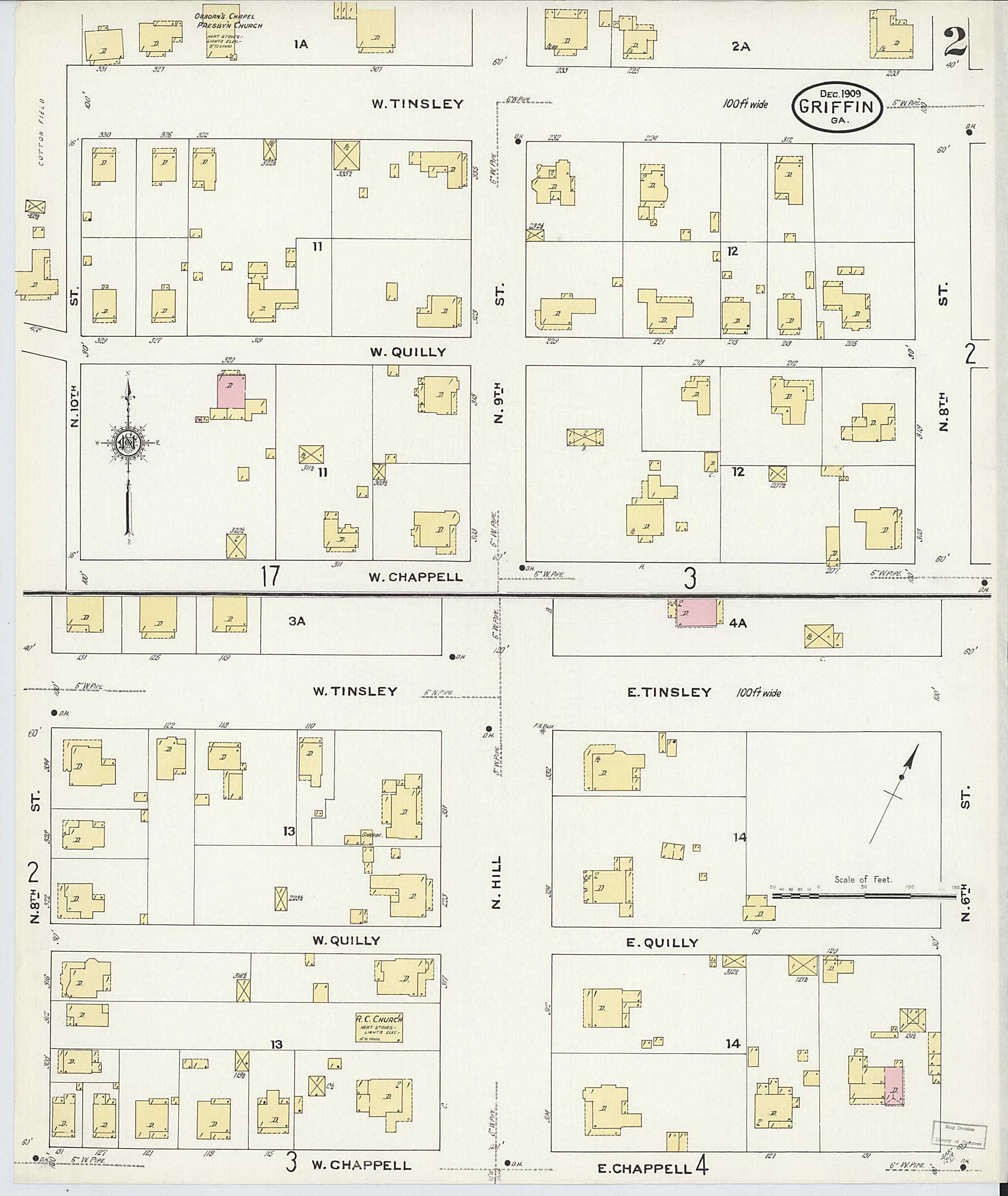 This old map of Griffin, Spalding County, Georgia was created by Sanborn Map Company in 1909