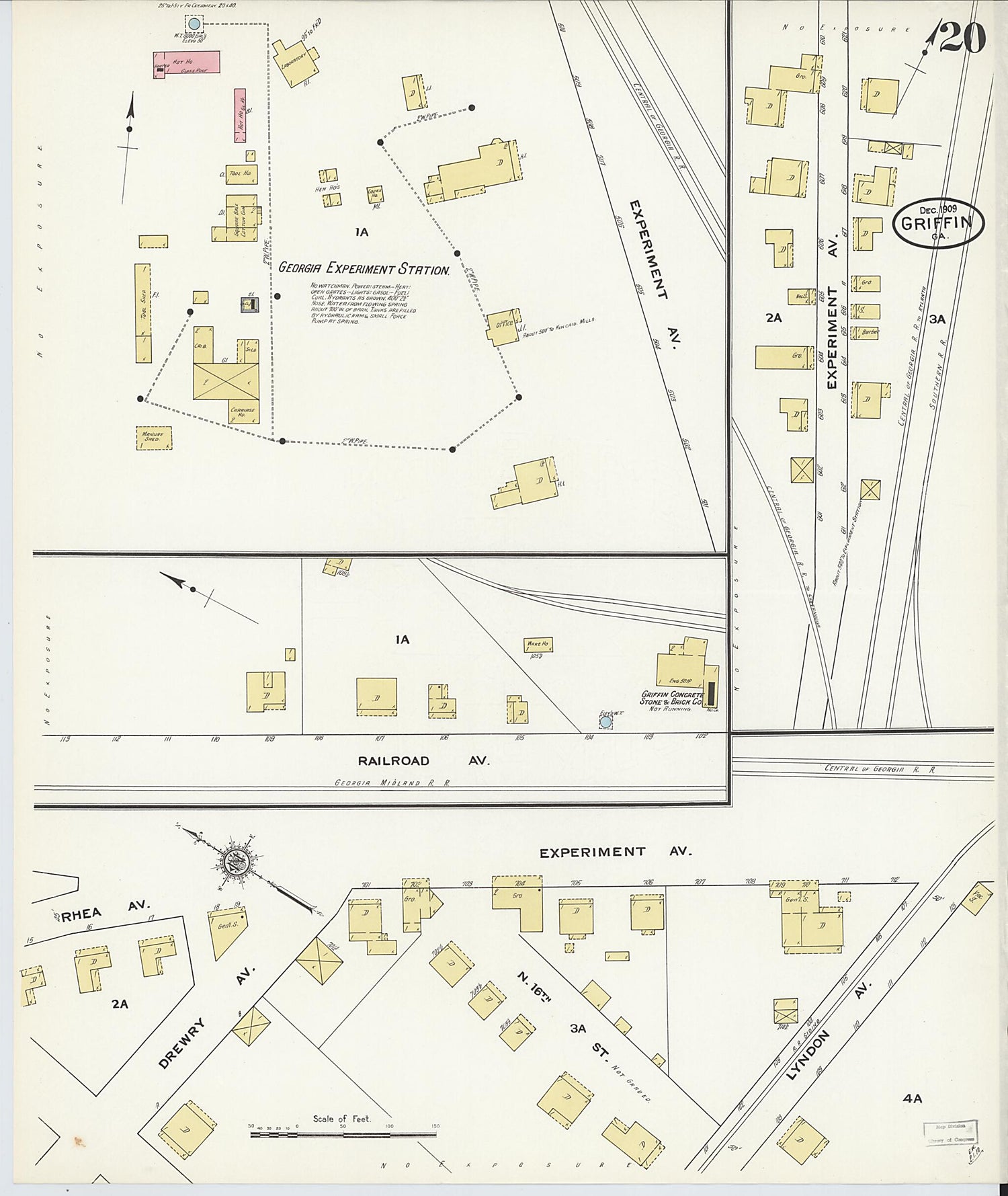 This old map of Griffin, Spalding County, Georgia was created by Sanborn Map Company in 1909