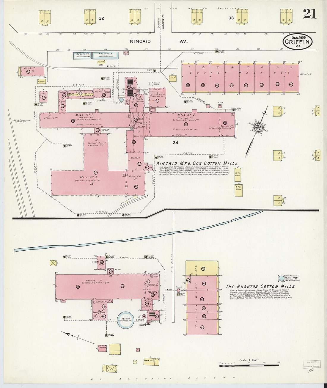 This old map of Griffin, Spalding County, Georgia was created by Sanborn Map Company in 1909