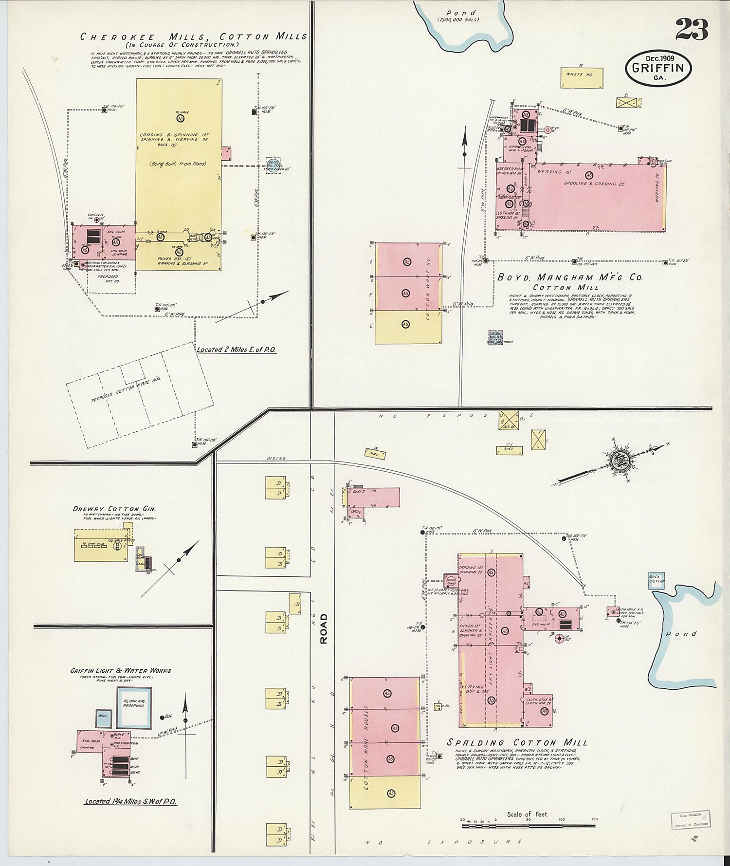 This old map of Griffin, Spalding County, Georgia was created by Sanborn Map Company in 1909