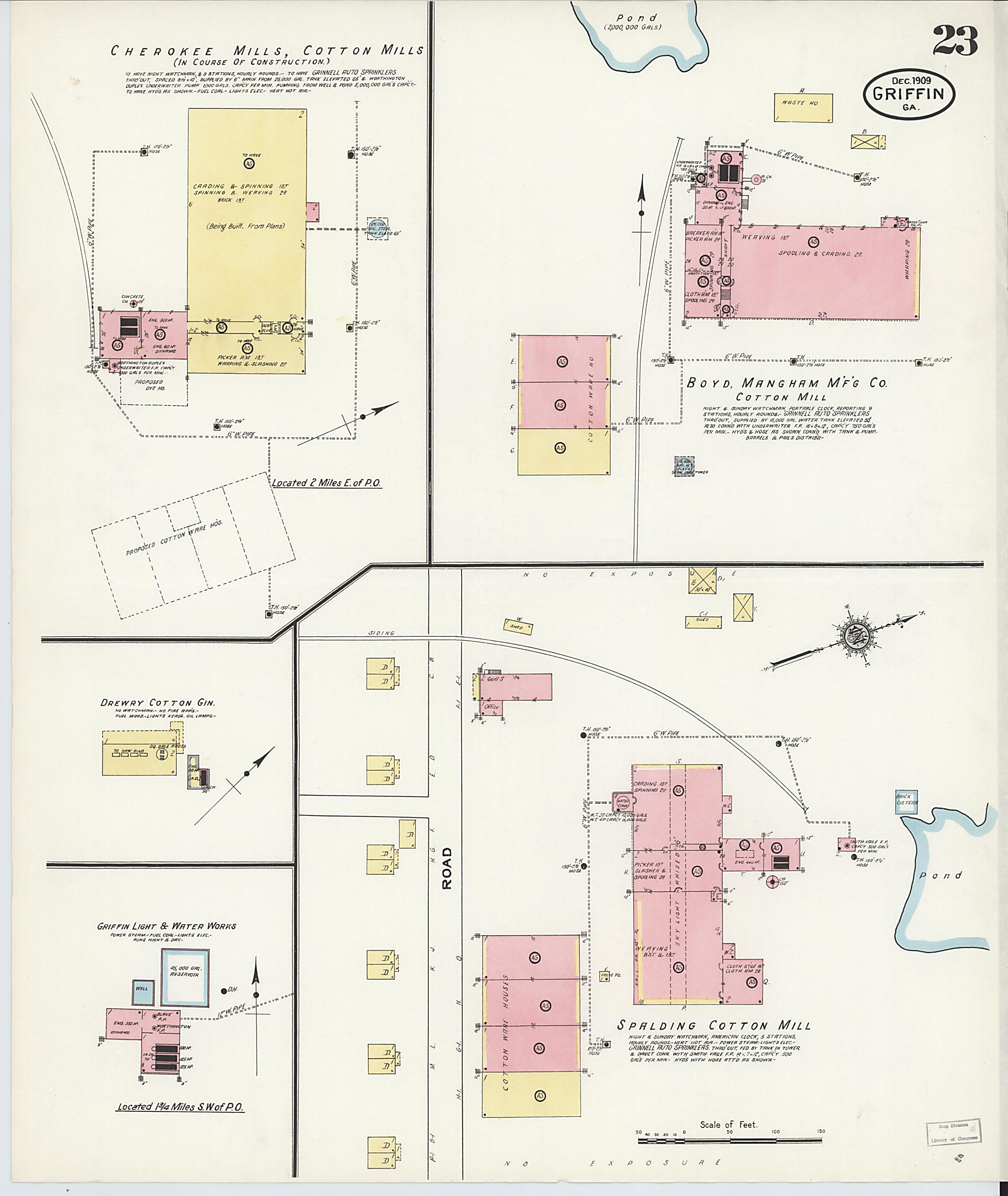 This old map of Griffin, Spalding County, Georgia was created by Sanborn Map Company in 1909