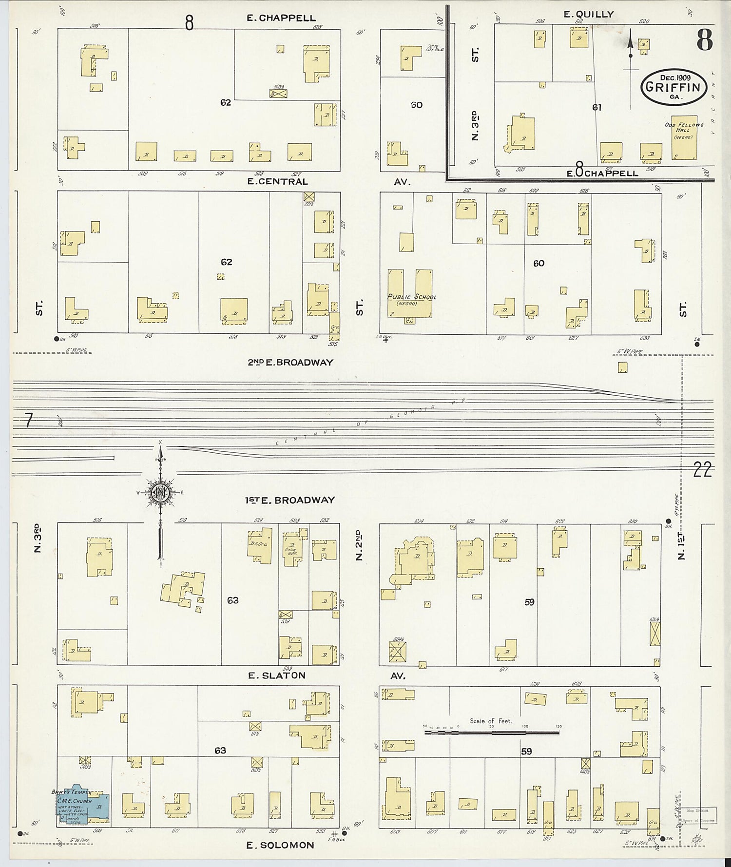 This old map of Griffin, Spalding County, Georgia was created by Sanborn Map Company in 1909