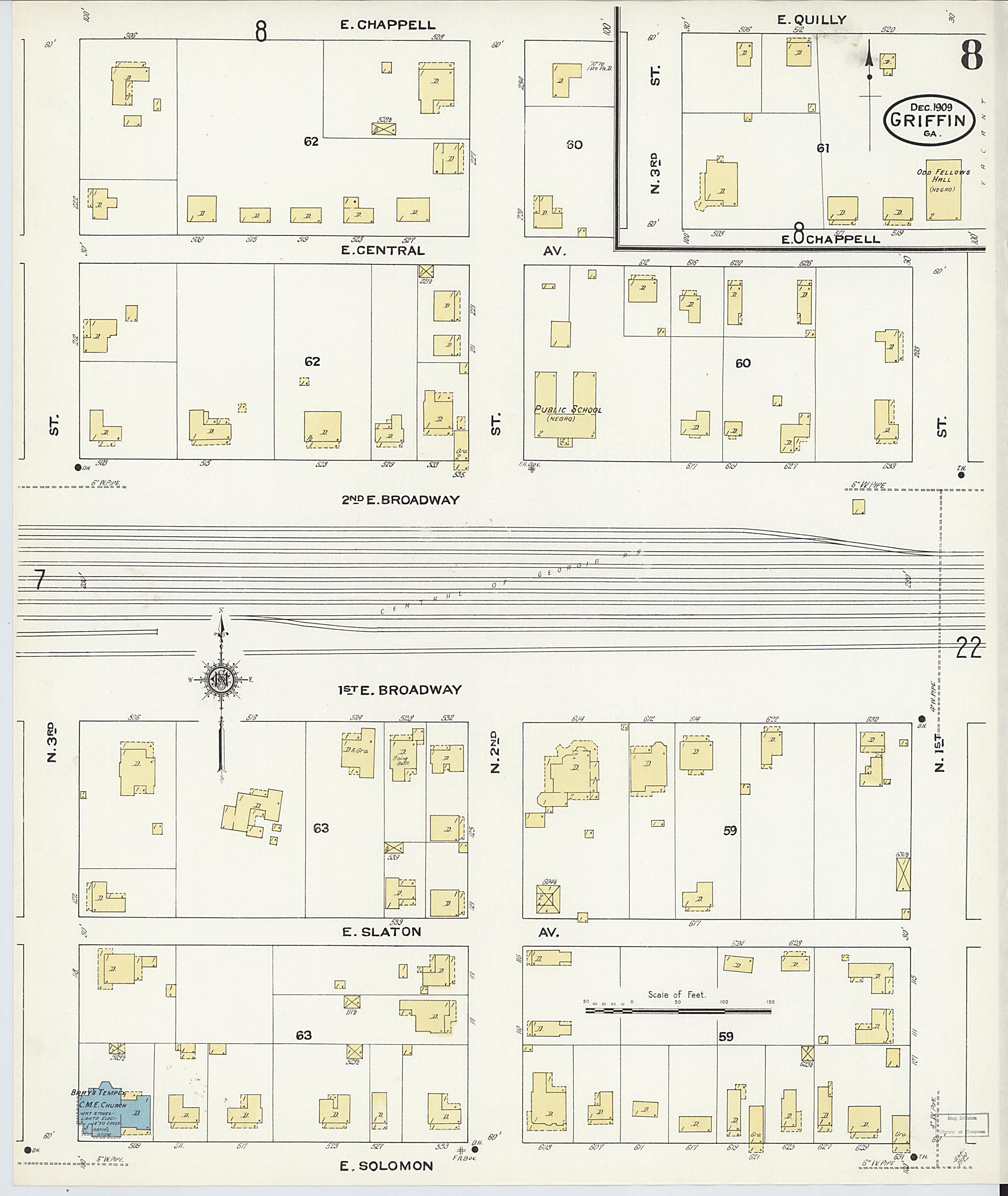 This old map of Griffin, Spalding County, Georgia was created by Sanborn Map Company in 1909