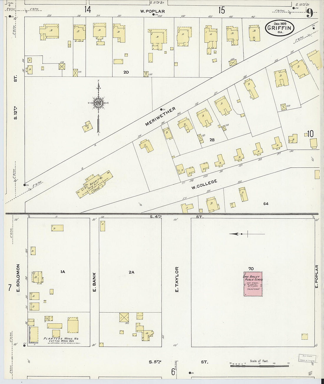 This old map of Griffin, Spalding County, Georgia was created by Sanborn Map Company in 1909