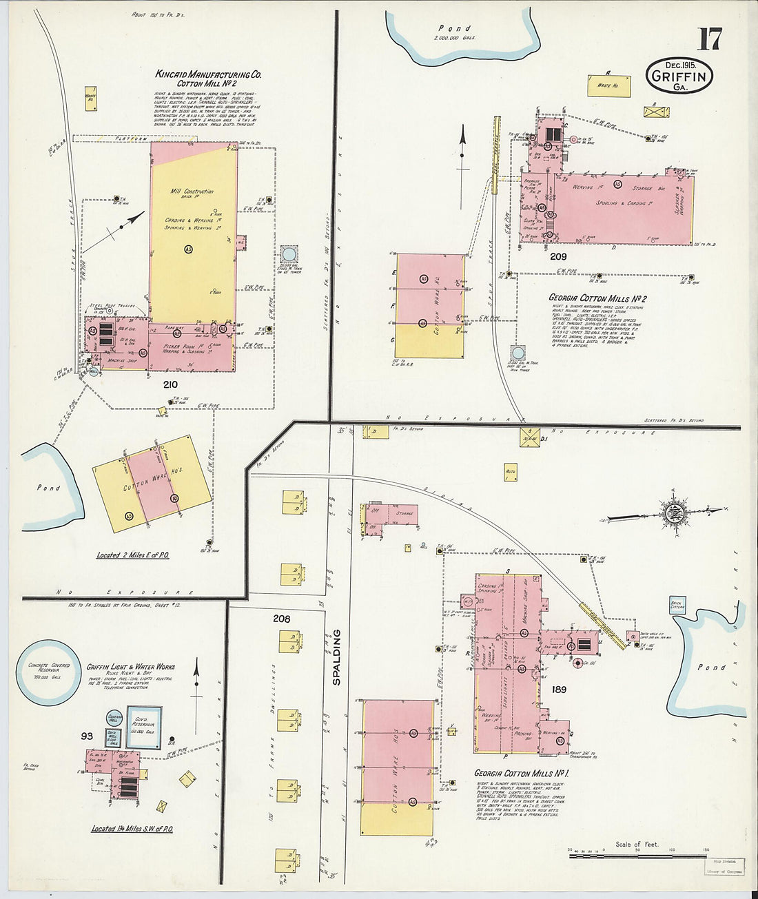 This old map of Griffin, Spalding County, Georgia was created by Sanborn Map Company in 1915