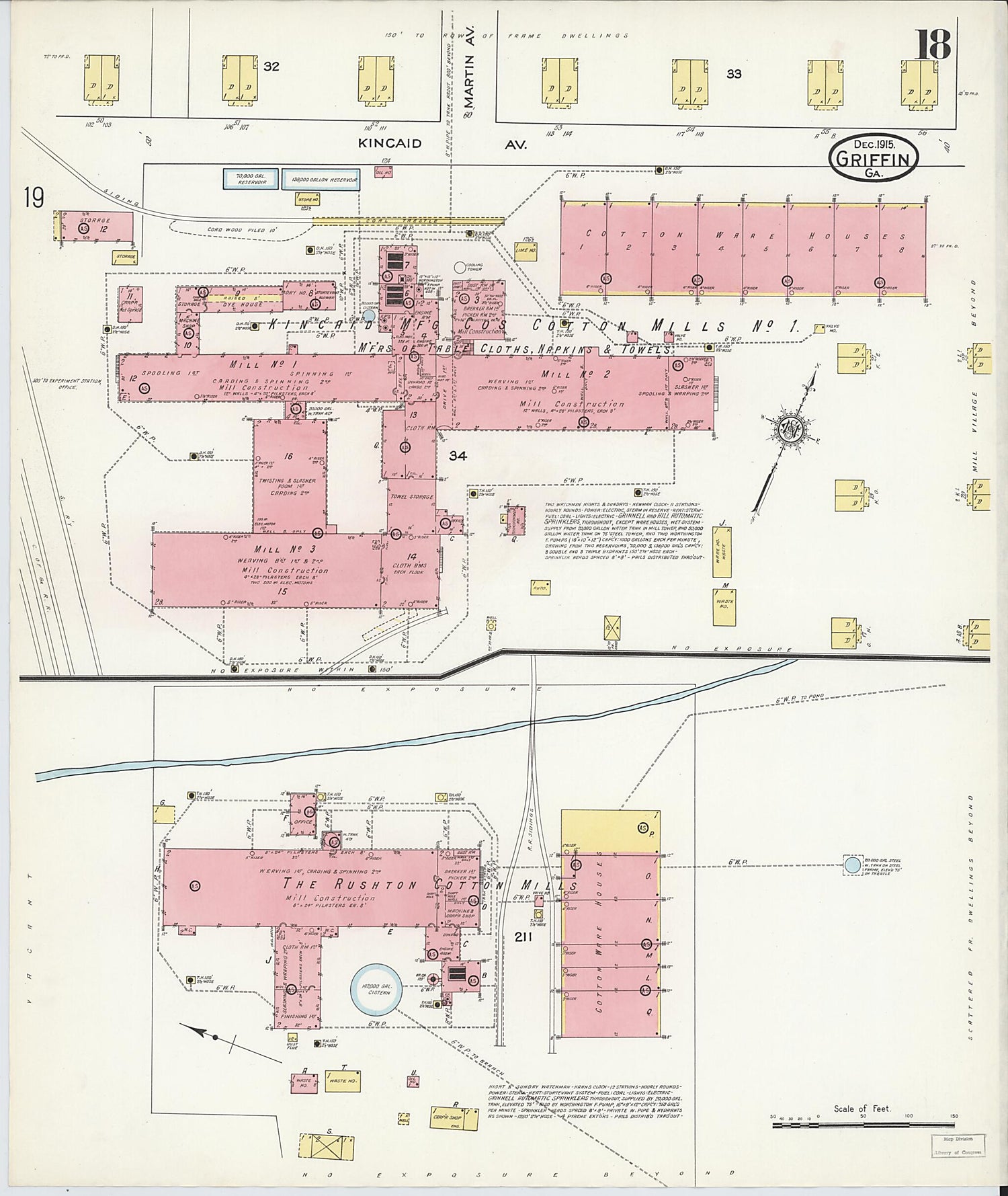 This old map of Griffin, Spalding County, Georgia was created by Sanborn Map Company in 1915