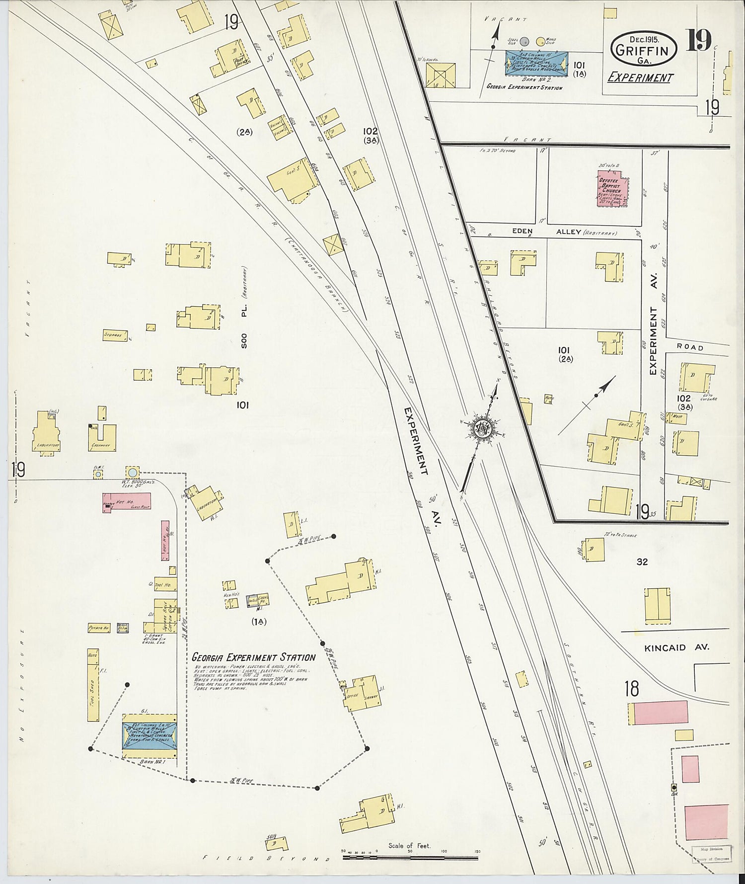 This old map of Griffin, Spalding County, Georgia was created by Sanborn Map Company in 1915