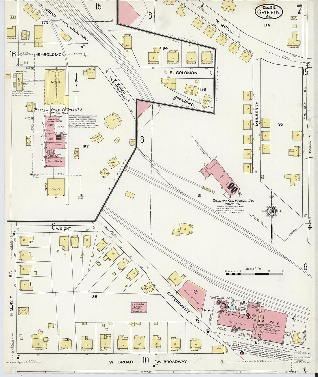 This old map of Griffin, Spalding County, Georgia was created by Sanborn Map Company in 1915