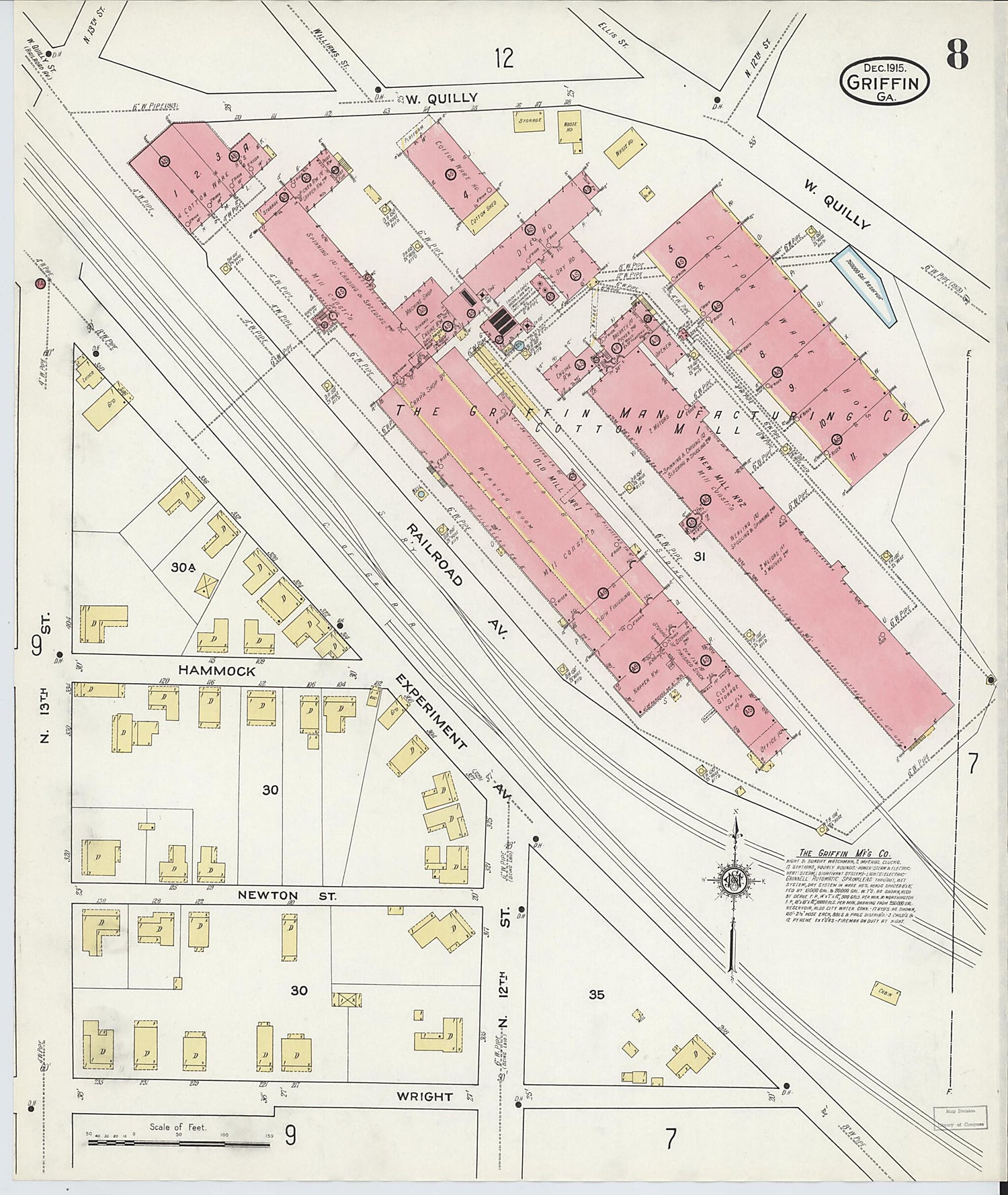 This old map of Griffin, Spalding County, Georgia was created by Sanborn Map Company in 1915