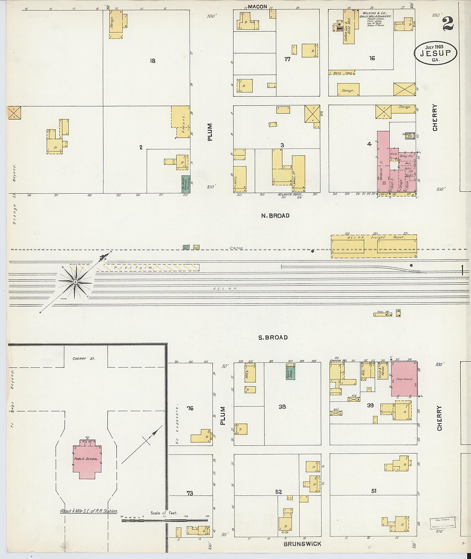 This old map of Jesup, Wayne County, Georgia was created by Sanborn Map Company in 1903