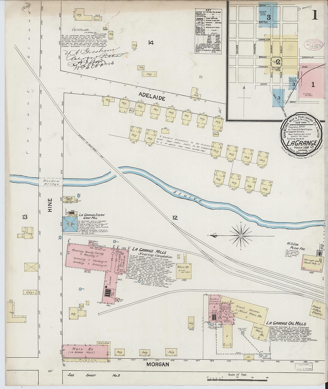 This old map of La Grange, Troup County, Georgia was created by Sanborn Map Company in 1889