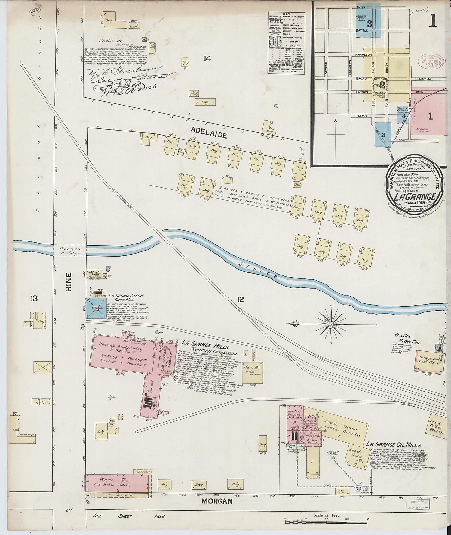 This old map of La Grange, Troup County, Georgia was created by Sanborn Map Company in 1889