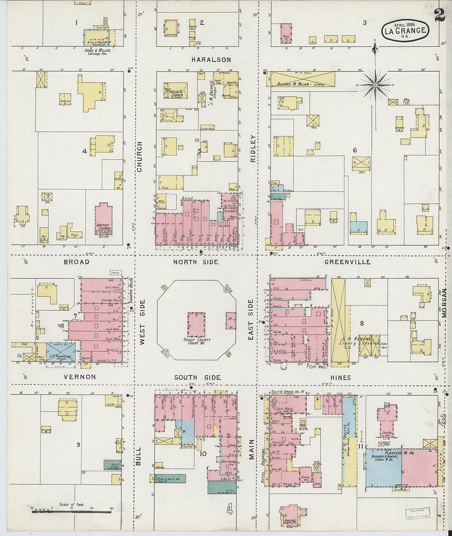 This old map of La Grange, Troup County, Georgia was created by Sanborn Map Company in 1895