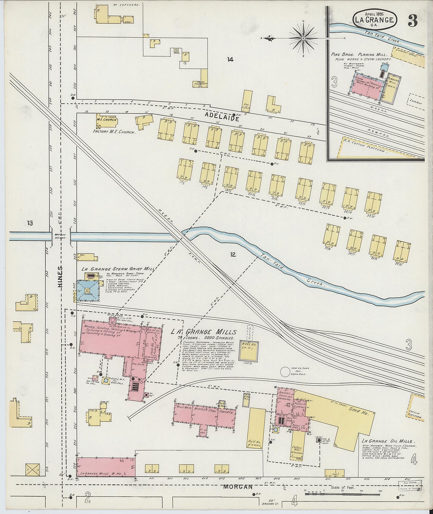 This old map of La Grange, Troup County, Georgia was created by Sanborn Map Company in 1895