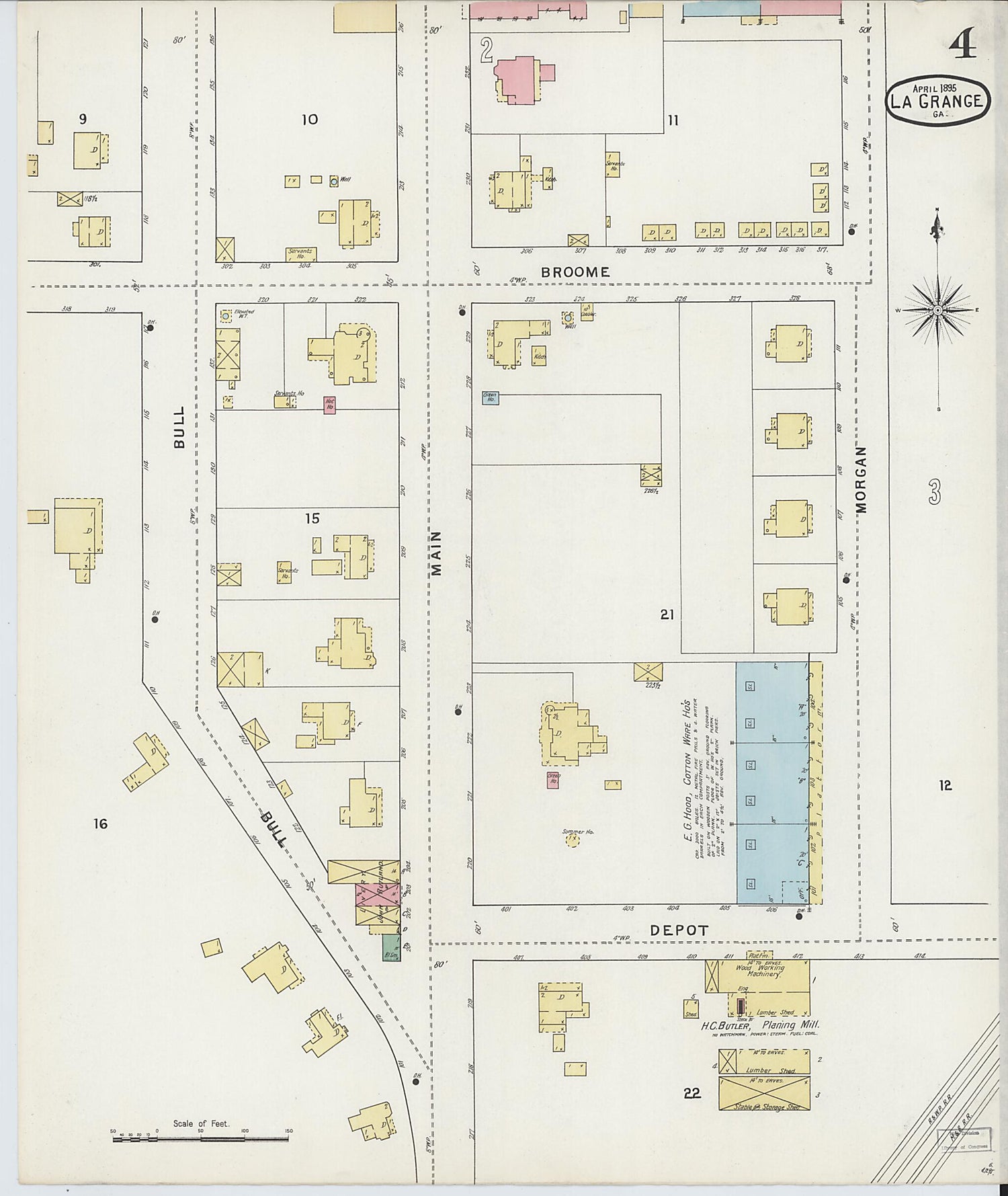 This old map of La Grange, Troup County, Georgia was created by Sanborn Map Company in 1895