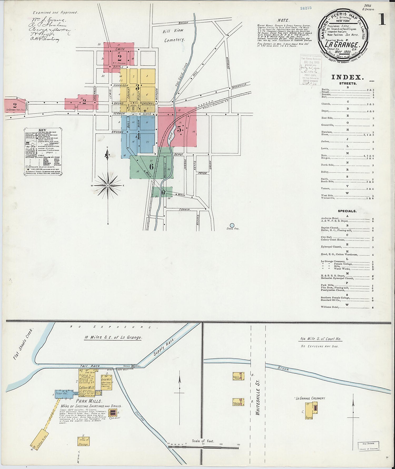 This old map of La Grange, Troup County, Georgia was created by Sanborn Map Company in 1900