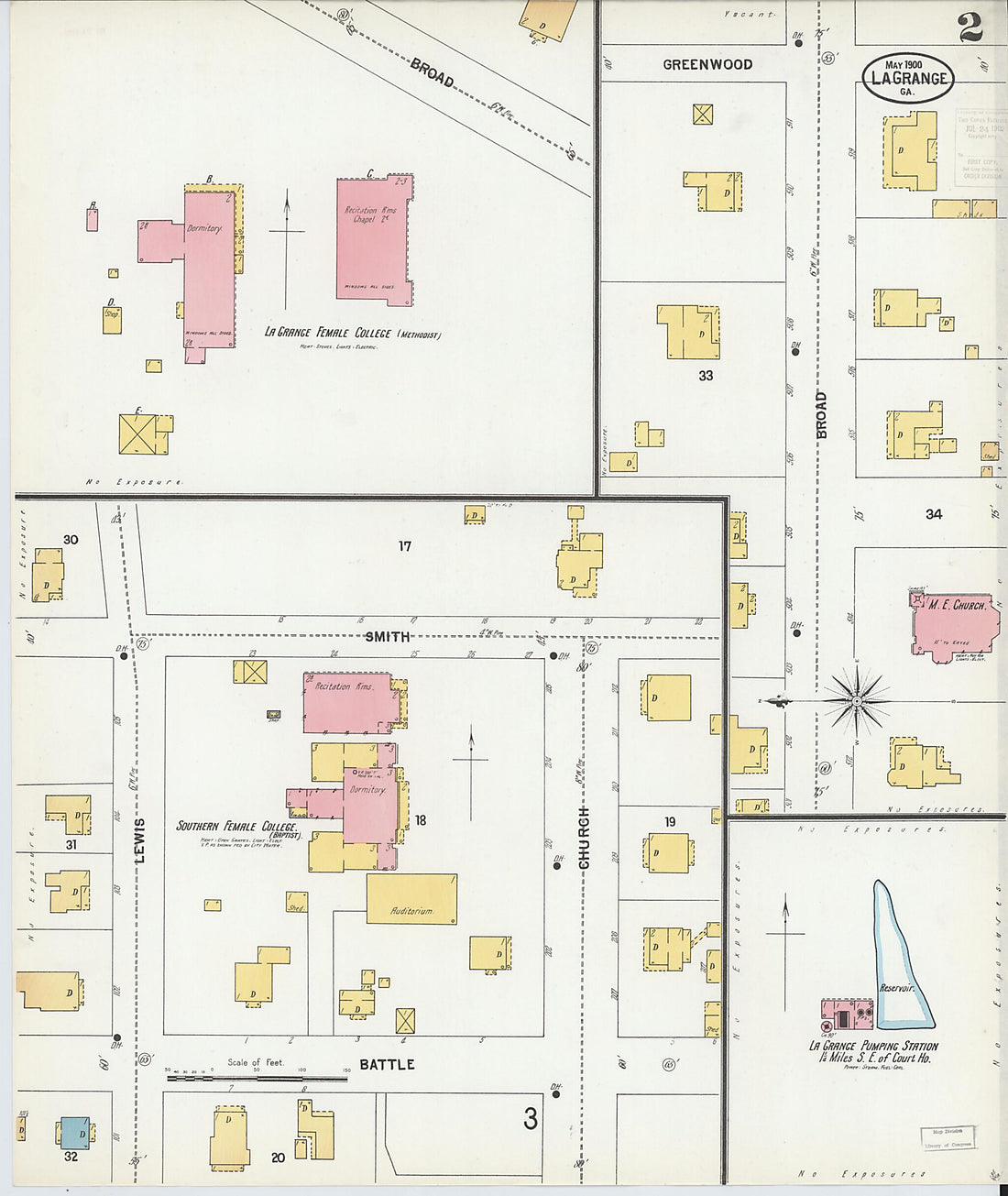 This old map of La Grange, Troup County, Georgia was created by Sanborn Map Company in 1900