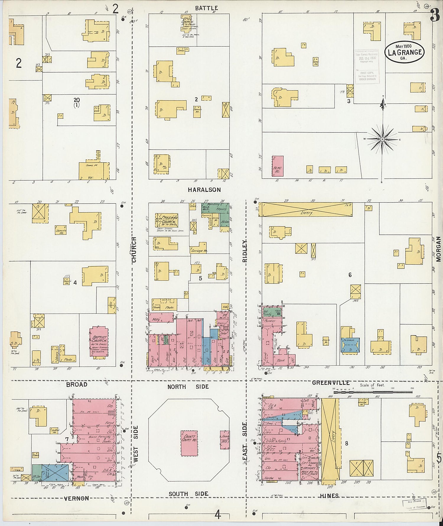 This old map of La Grange, Troup County, Georgia was created by Sanborn Map Company in 1900