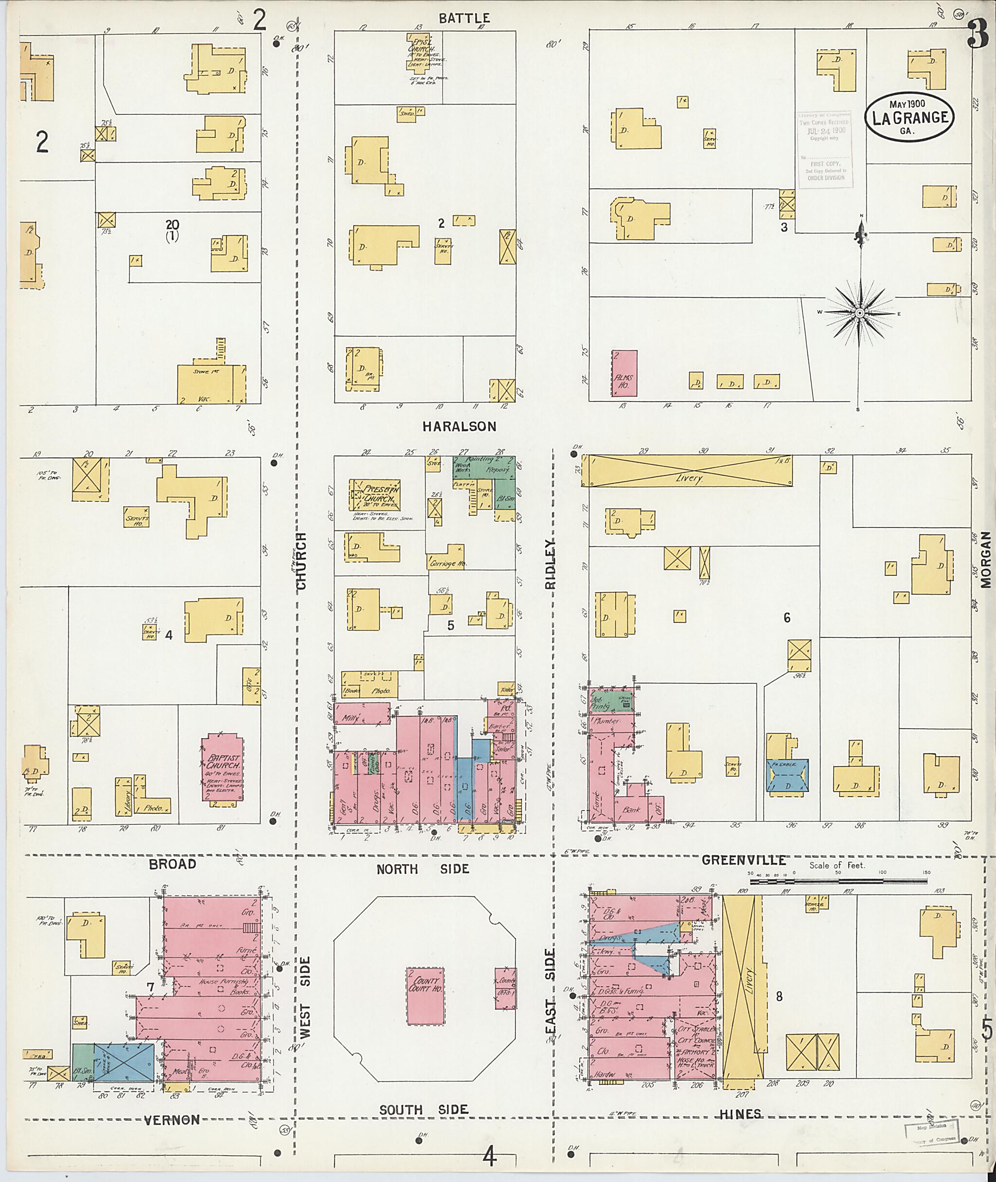 This old map of La Grange, Troup County, Georgia was created by Sanborn Map Company in 1900