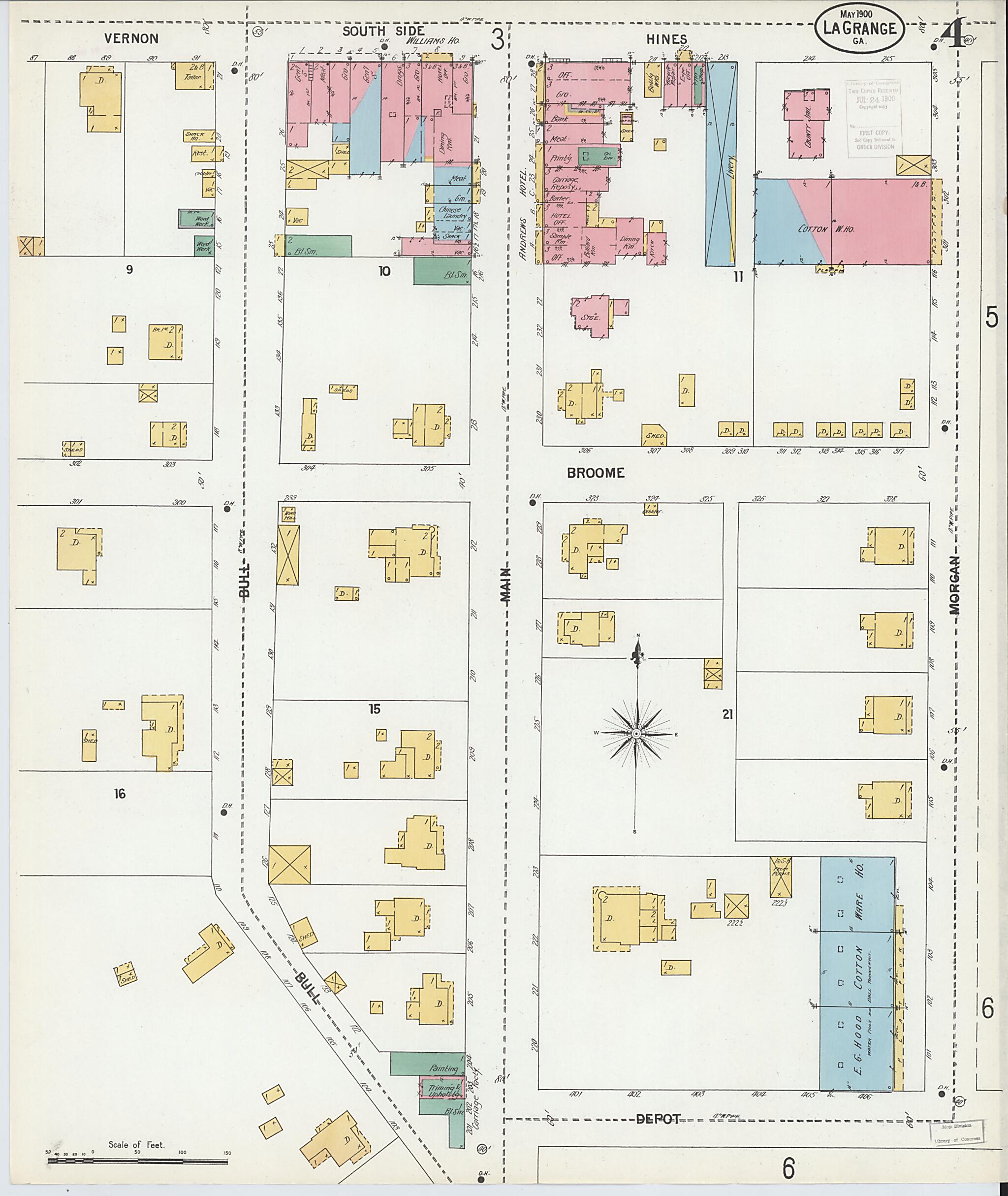 This old map of La Grange, Troup County, Georgia was created by Sanborn Map Company in 1900