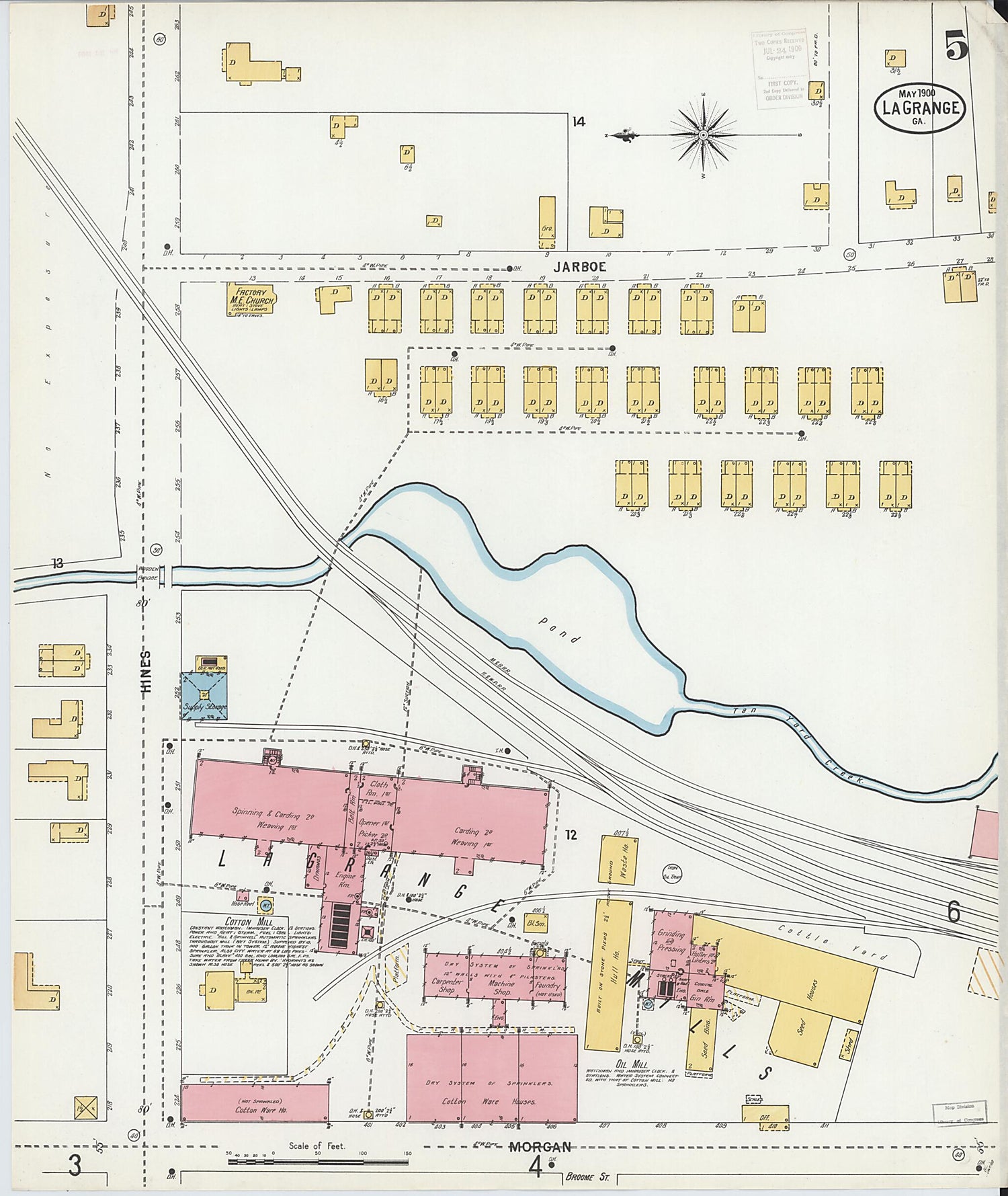 This old map of La Grange, Troup County, Georgia was created by Sanborn Map Company in 1900