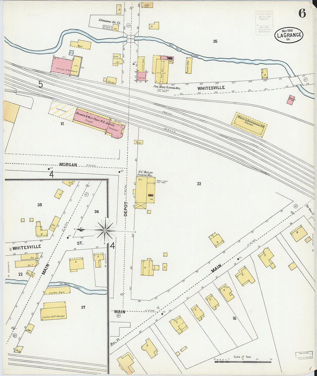 This old map of La Grange, Troup County, Georgia was created by Sanborn Map Company in 1900