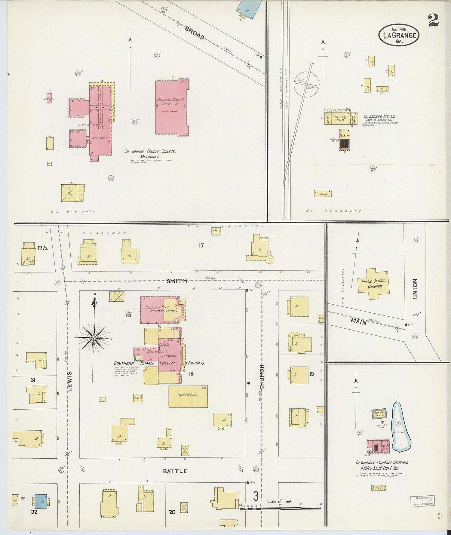 This old map of La Grange, Troup County, Georgia was created by Sanborn Map Company in 1906