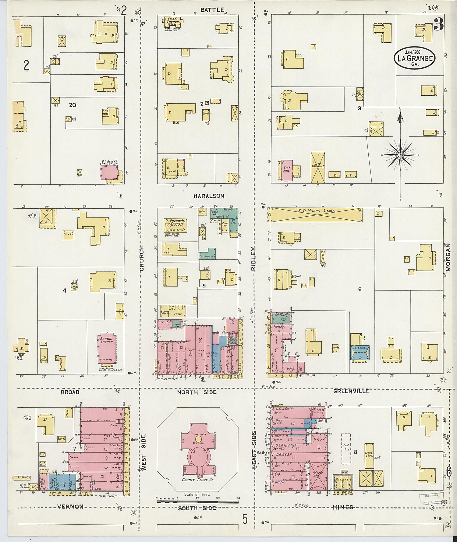 This old map of La Grange, Troup County, Georgia was created by Sanborn Map Company in 1906