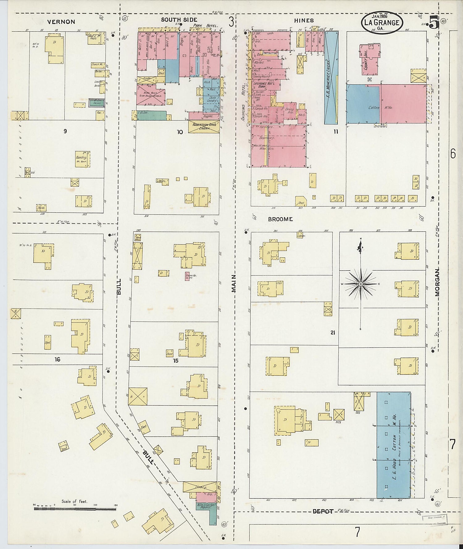 This old map of La Grange, Troup County, Georgia was created by Sanborn Map Company in 1906