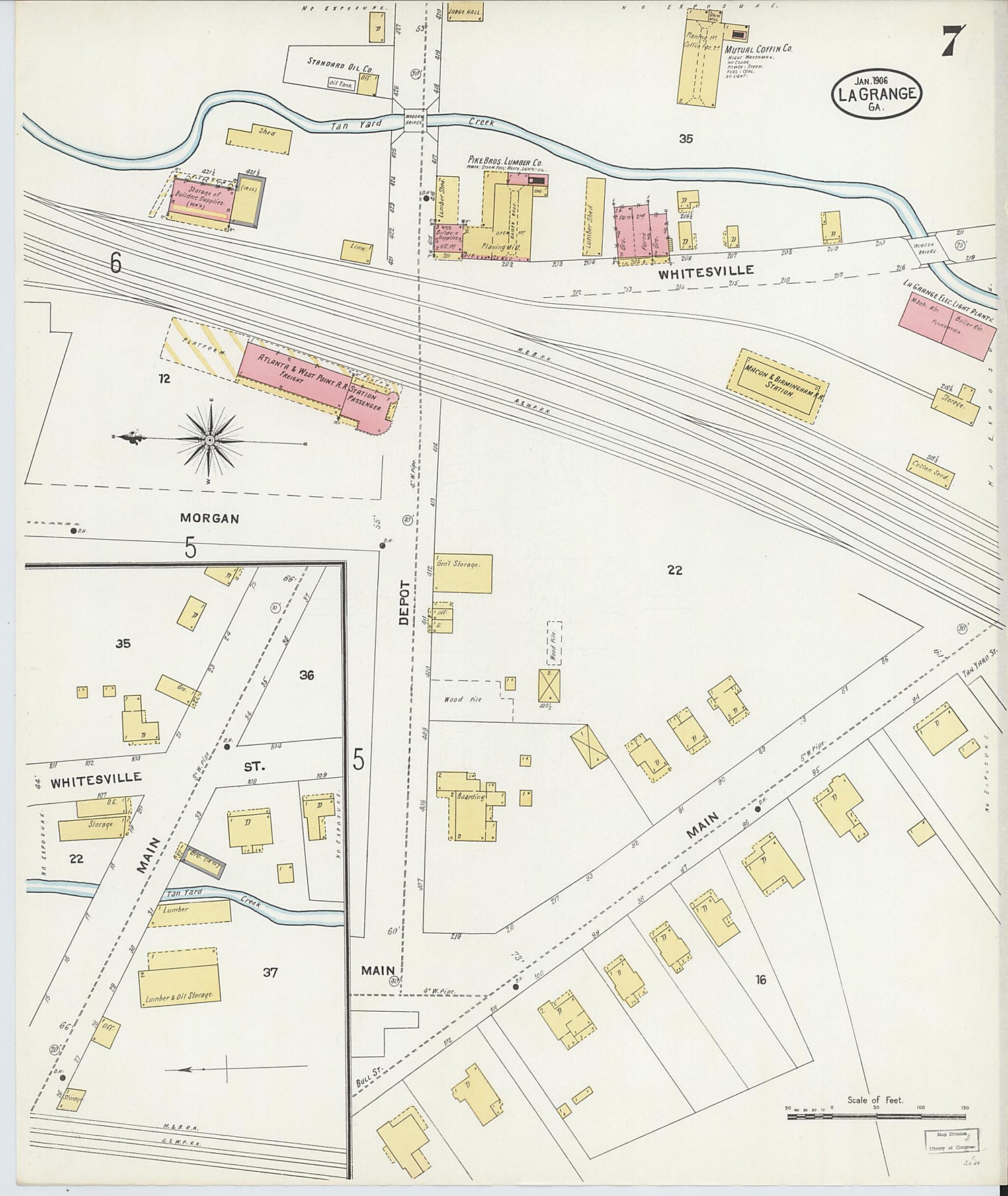 This old map of La Grange, Troup County, Georgia was created by Sanborn Map Company in 1906