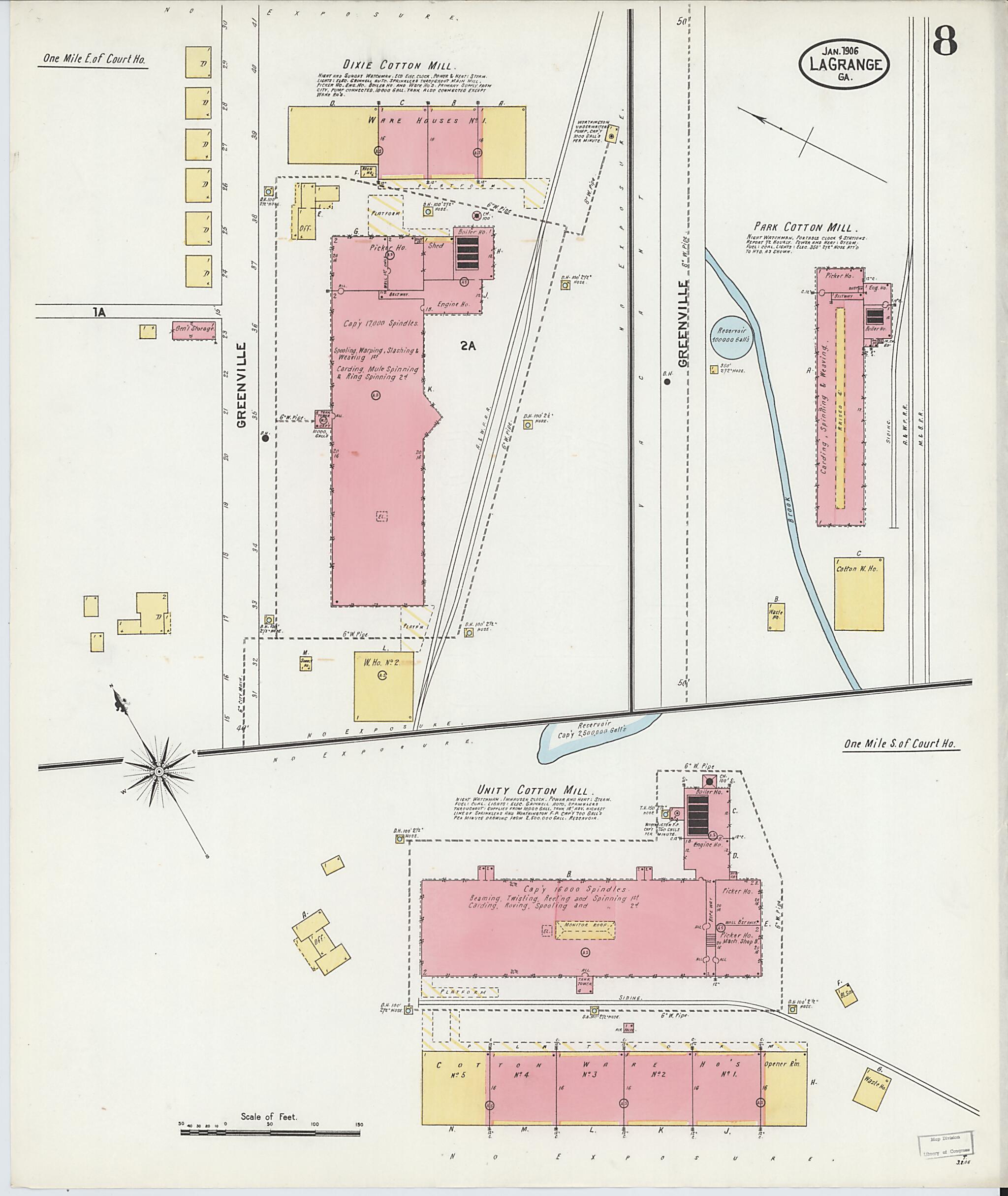 This old map of La Grange, Troup County, Georgia was created by Sanborn Map Company in 1906