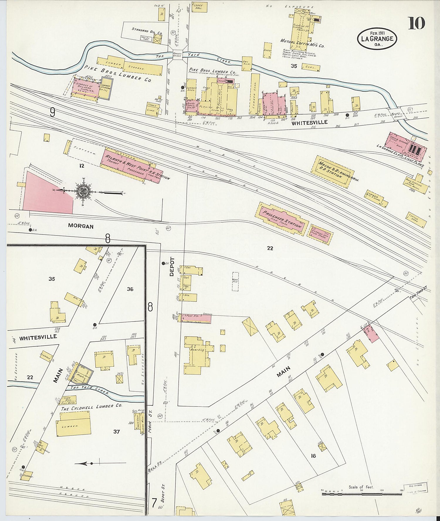 This old map of La Grange, Troup County, Georgia was created by Sanborn Map Company in 1911