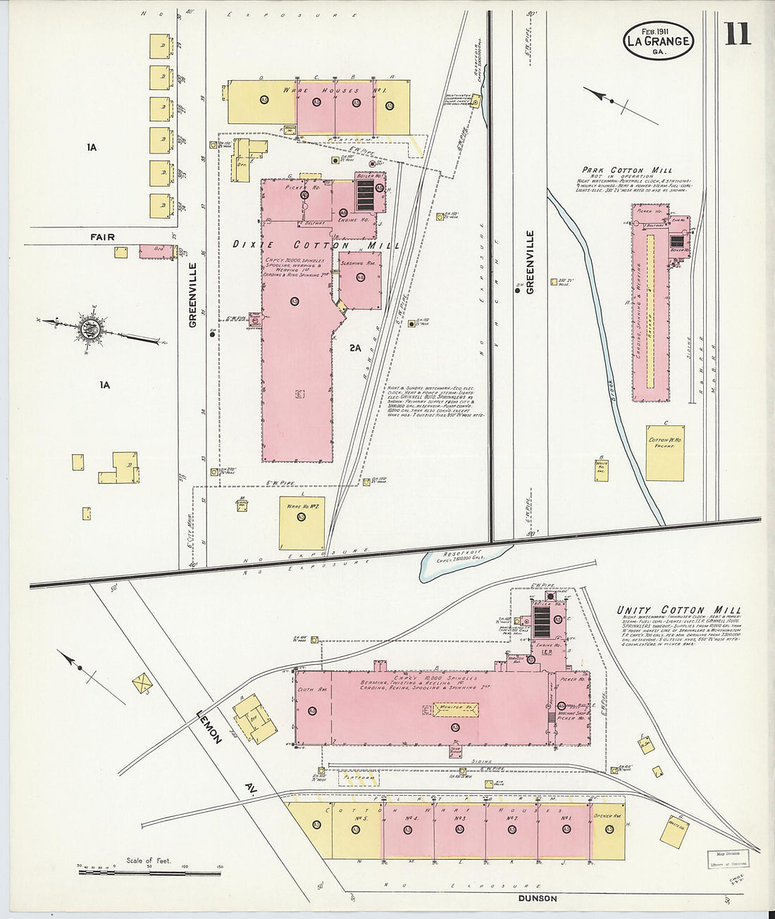 This old map of La Grange, Troup County, Georgia was created by Sanborn Map Company in 1911