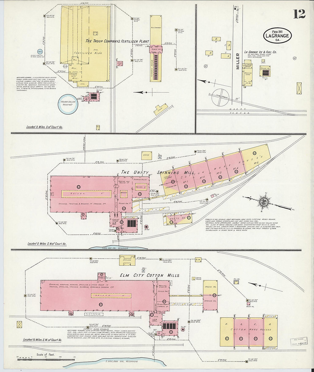 This old map of La Grange, Troup County, Georgia was created by Sanborn Map Company in 1911