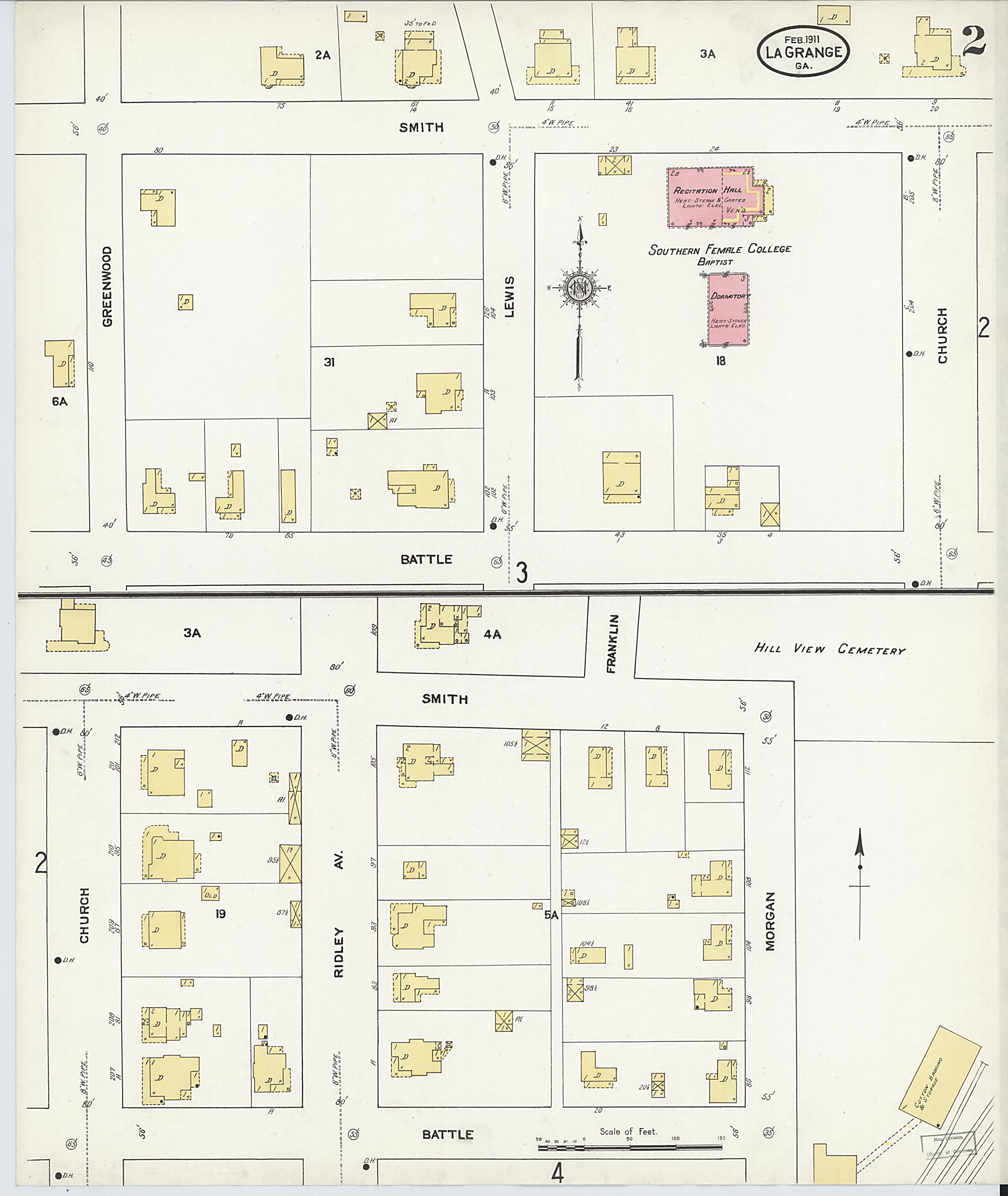 This old map of La Grange, Troup County, Georgia was created by Sanborn Map Company in 1911