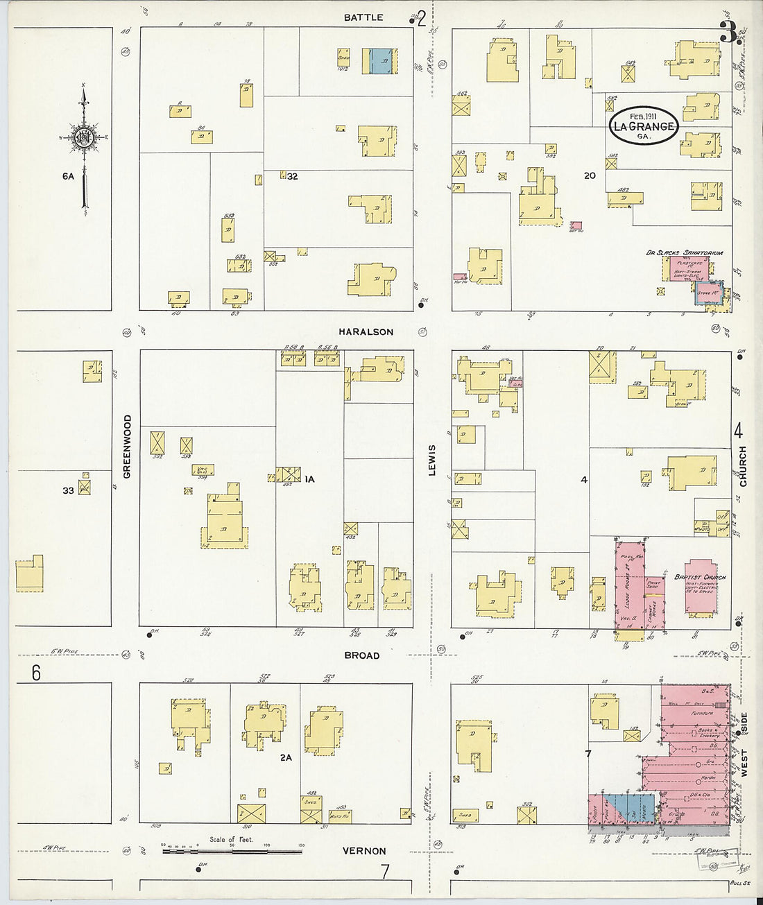 This old map of La Grange, Troup County, Georgia was created by Sanborn Map Company in 1911