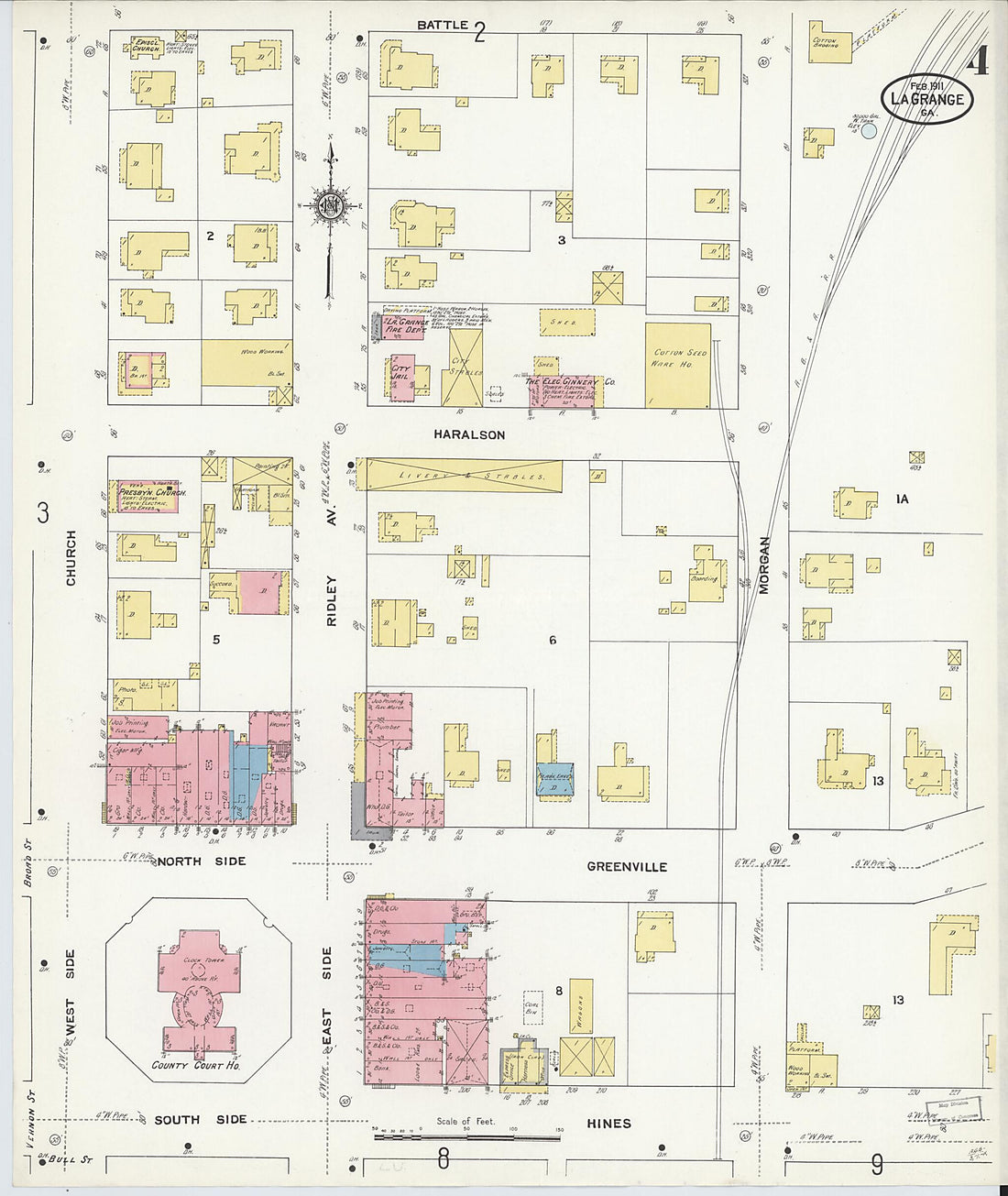 This old map of La Grange, Troup County, Georgia was created by Sanborn Map Company in 1911