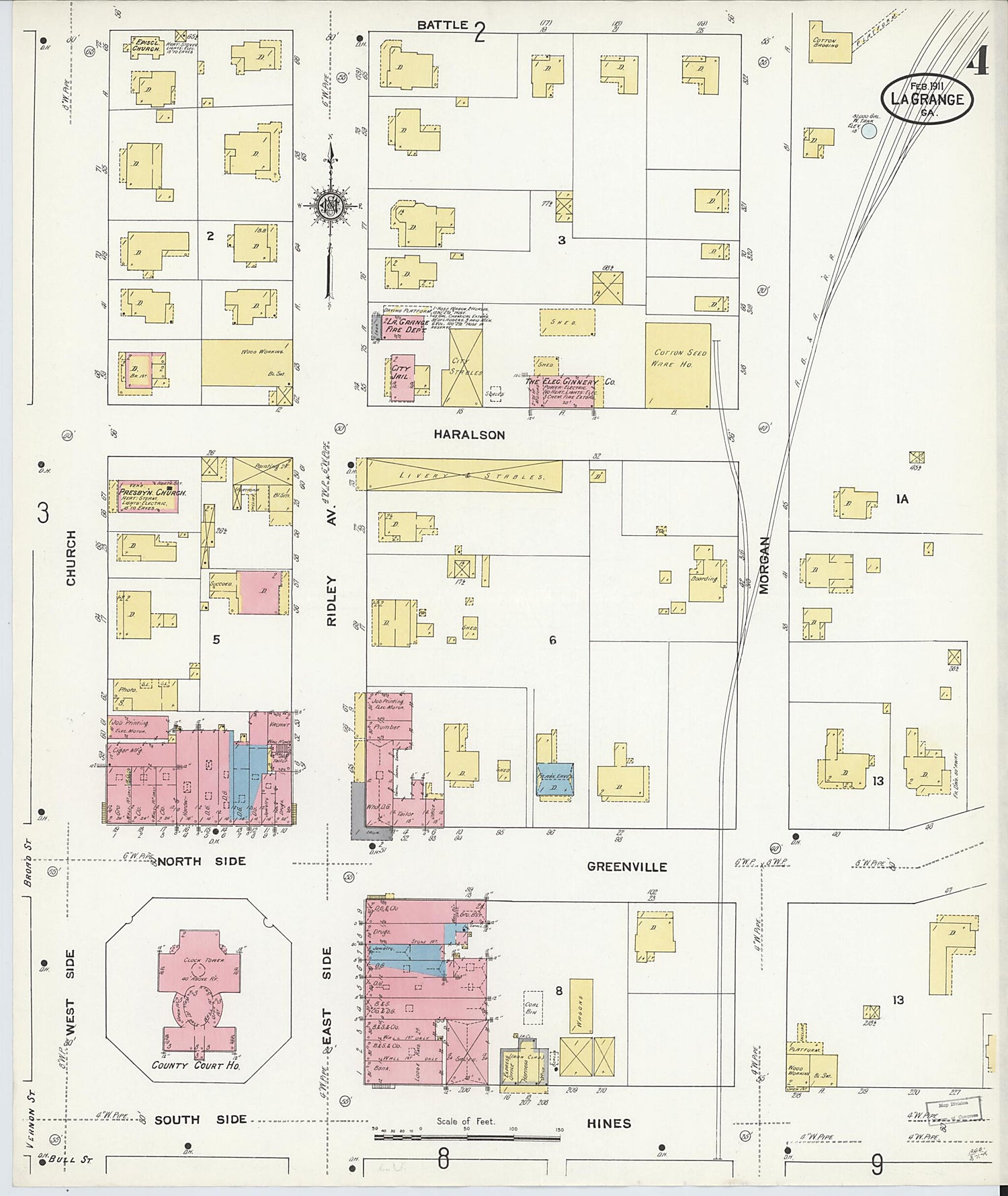 This old map of La Grange, Troup County, Georgia was created by Sanborn Map Company in 1911