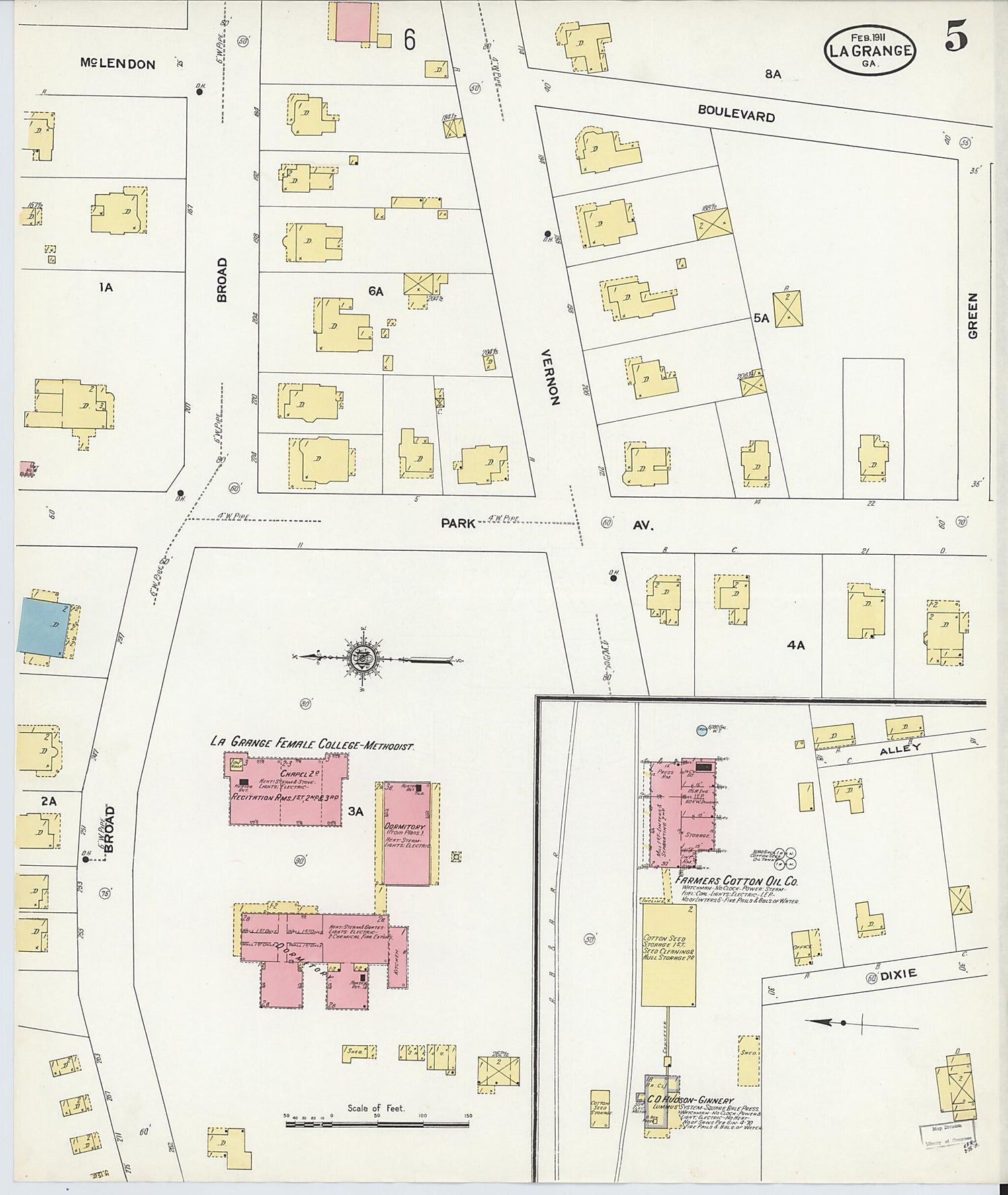 This old map of La Grange, Troup County, Georgia was created by Sanborn Map Company in 1911