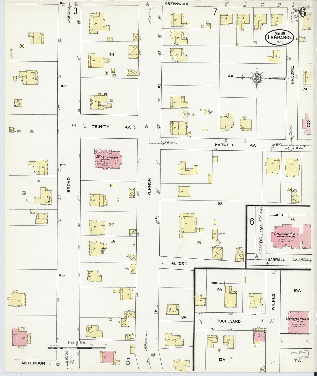 This old map of La Grange, Troup County, Georgia was created by Sanborn Map Company in 1911