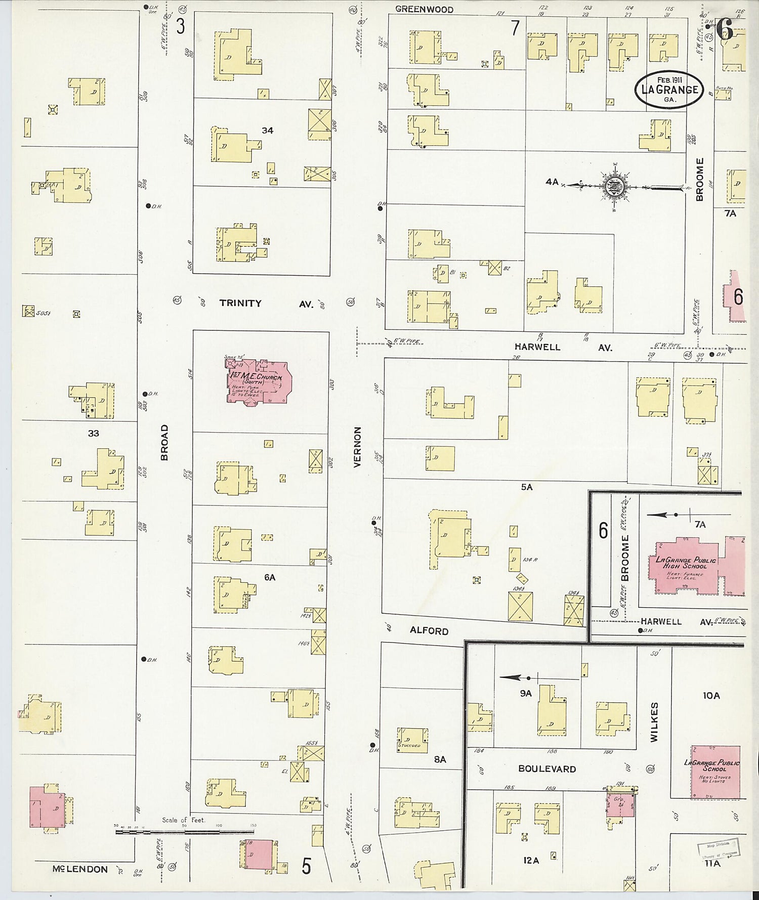 This old map of La Grange, Troup County, Georgia was created by Sanborn Map Company in 1911