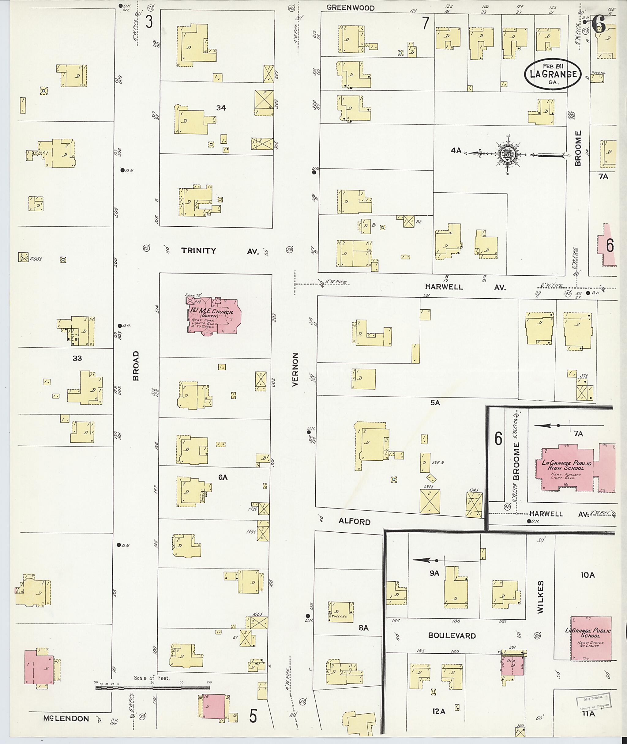 This old map of La Grange, Troup County, Georgia was created by Sanborn Map Company in 1911