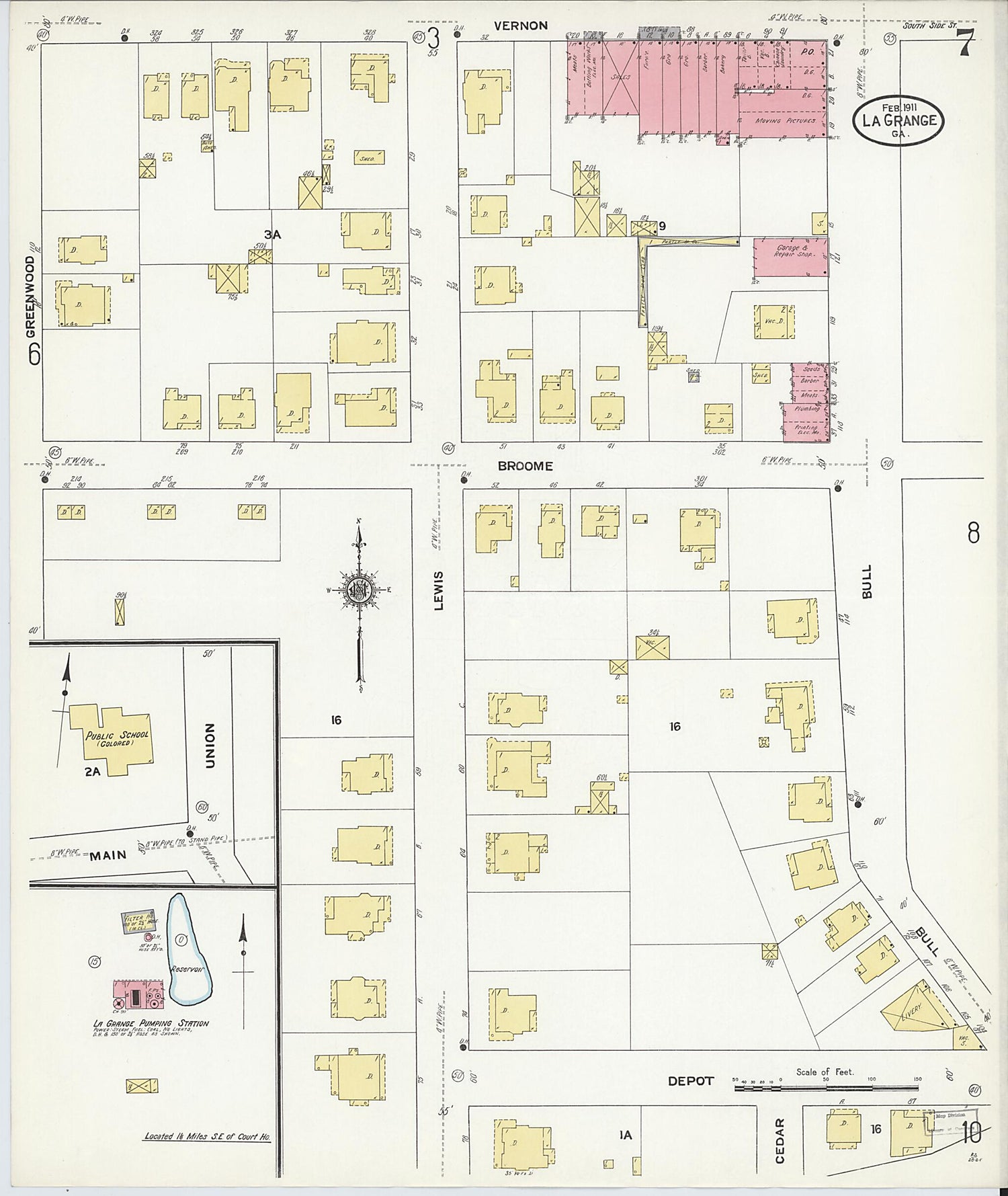 This old map of La Grange, Troup County, Georgia was created by Sanborn Map Company in 1911