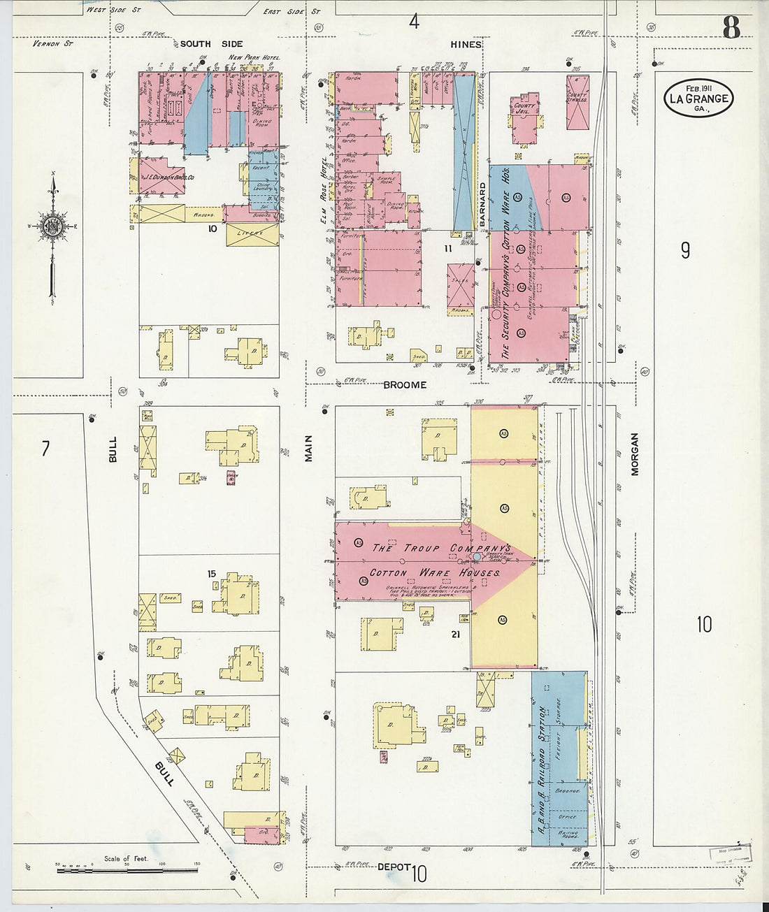 This old map of La Grange, Troup County, Georgia was created by Sanborn Map Company in 1911