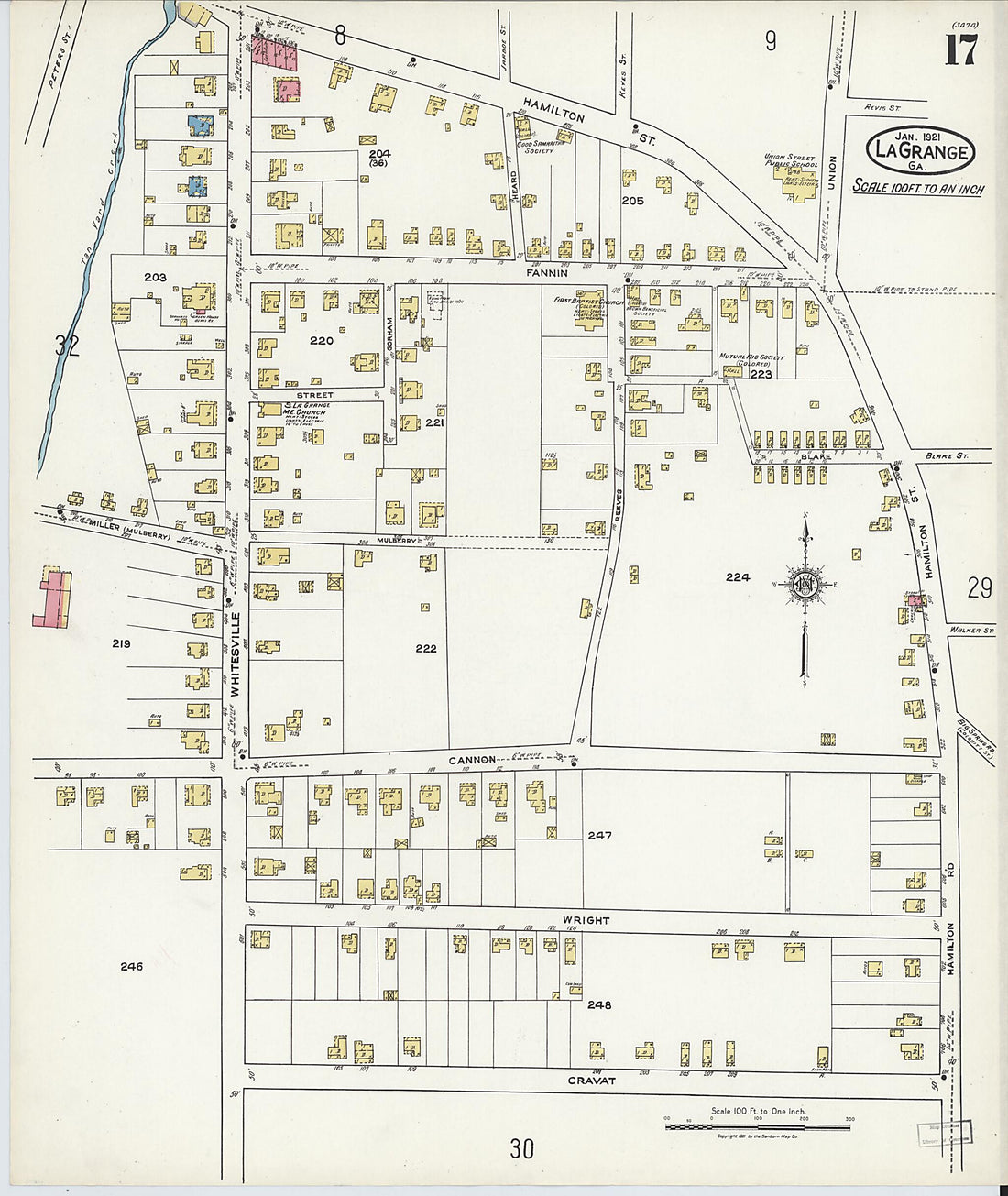 This old map of La Grange, Troup County, Georgia was created by Sanborn Map Company in 1921