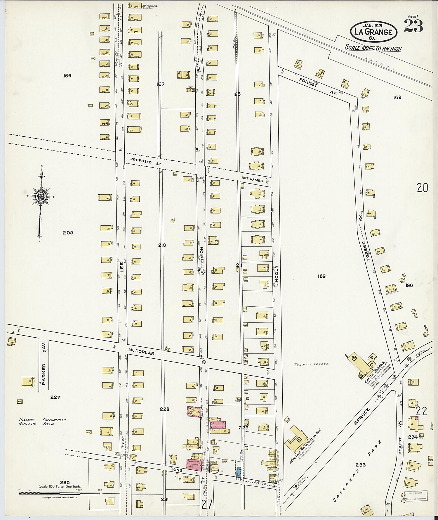 This old map of La Grange, Troup County, Georgia was created by Sanborn Map Company in 1921