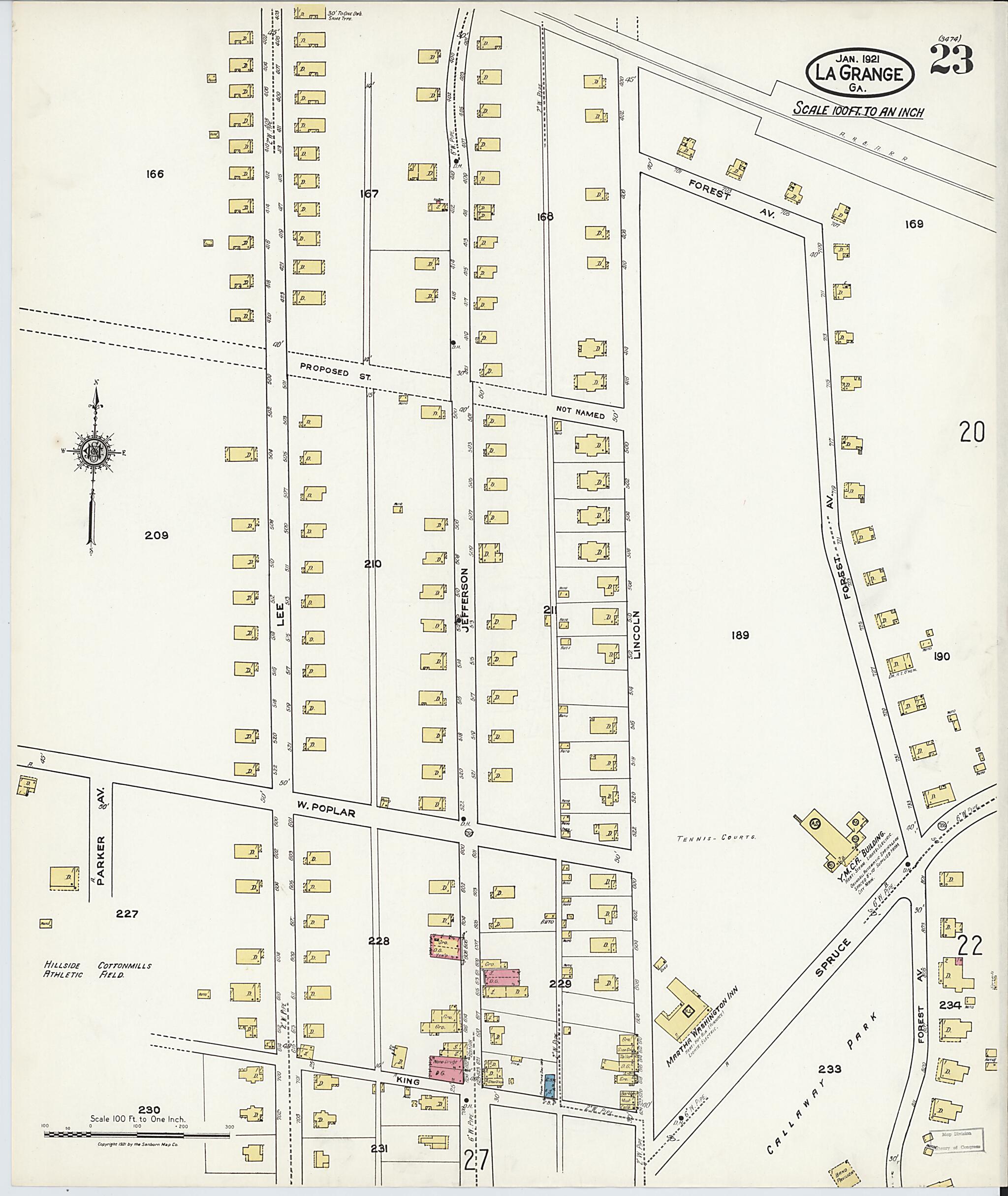 This old map of La Grange, Troup County, Georgia was created by Sanborn Map Company in 1921