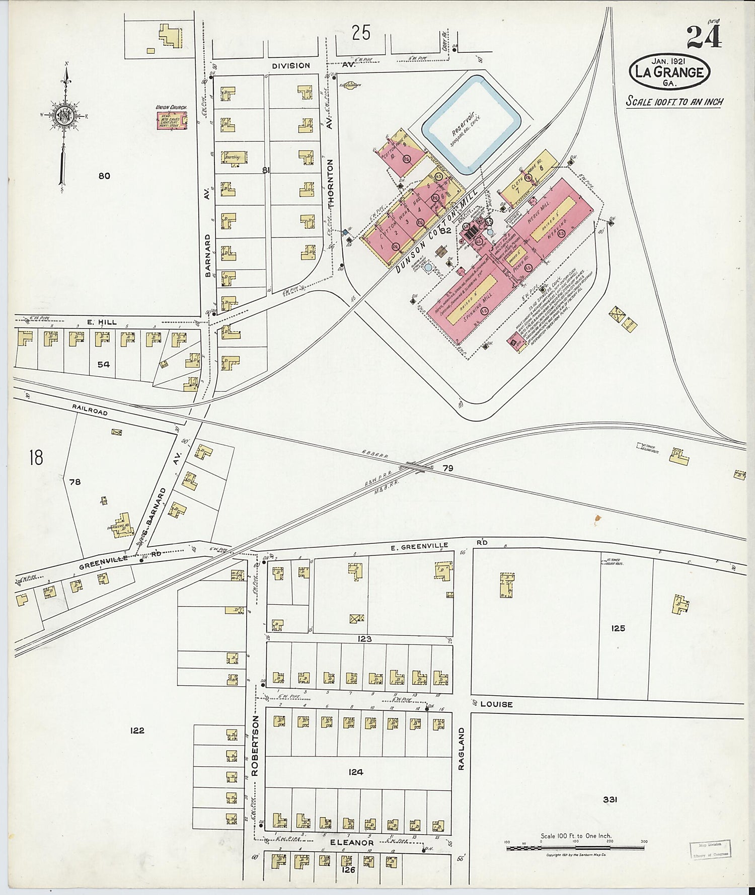 This old map of La Grange, Troup County, Georgia was created by Sanborn Map Company in 1921